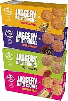 Early Foods Assorted - Ragi, Dry Fruit, Millet & Chocolate Jaggery Cookies, 4 X 150 g