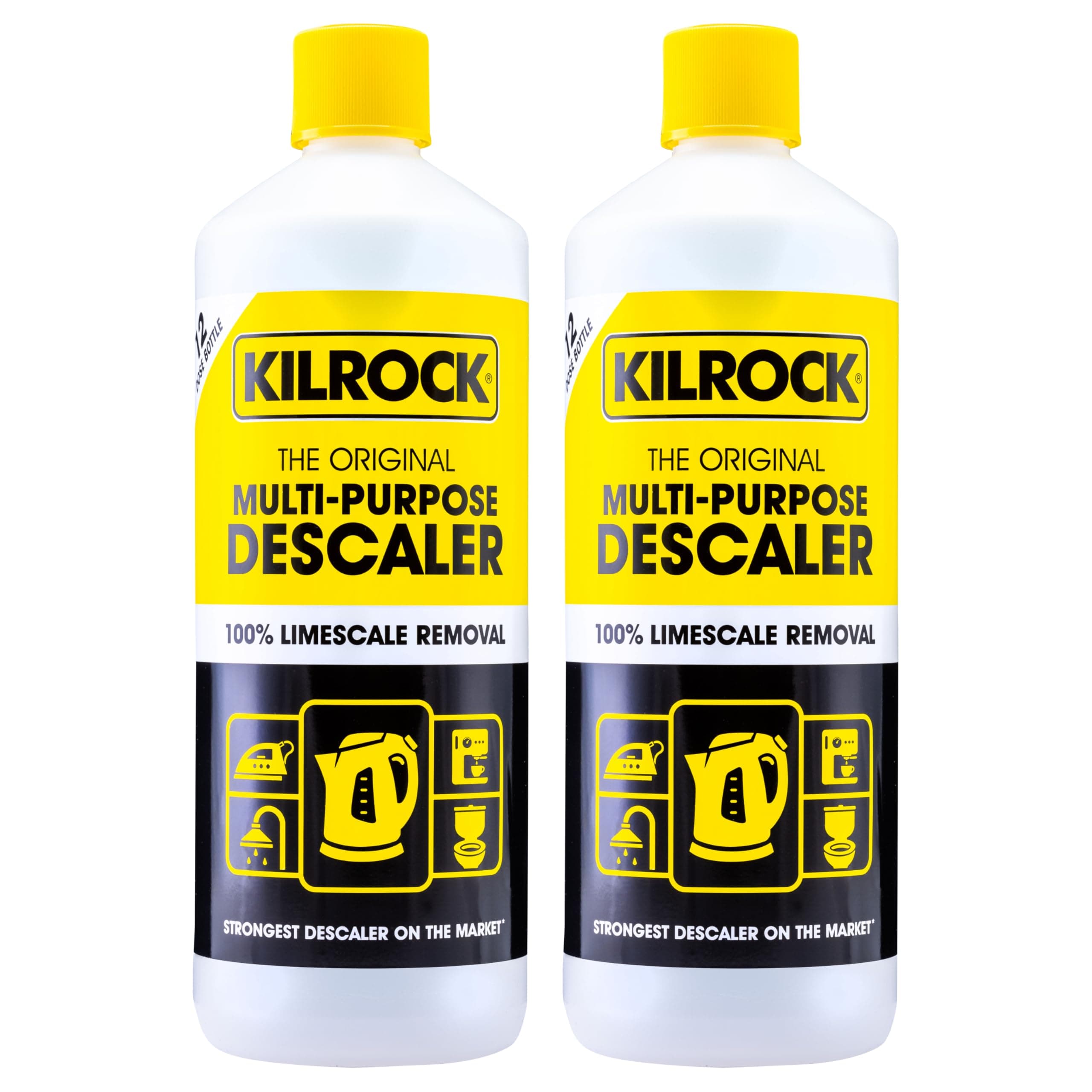 Kilrock Mega-K Multi-Purpose Descaler 2 x 1 Litre (24 Doses) - Limescale Descaling for Kettles, Shower Heads & Coffee Machines - Biodegradable and Phosphate Free