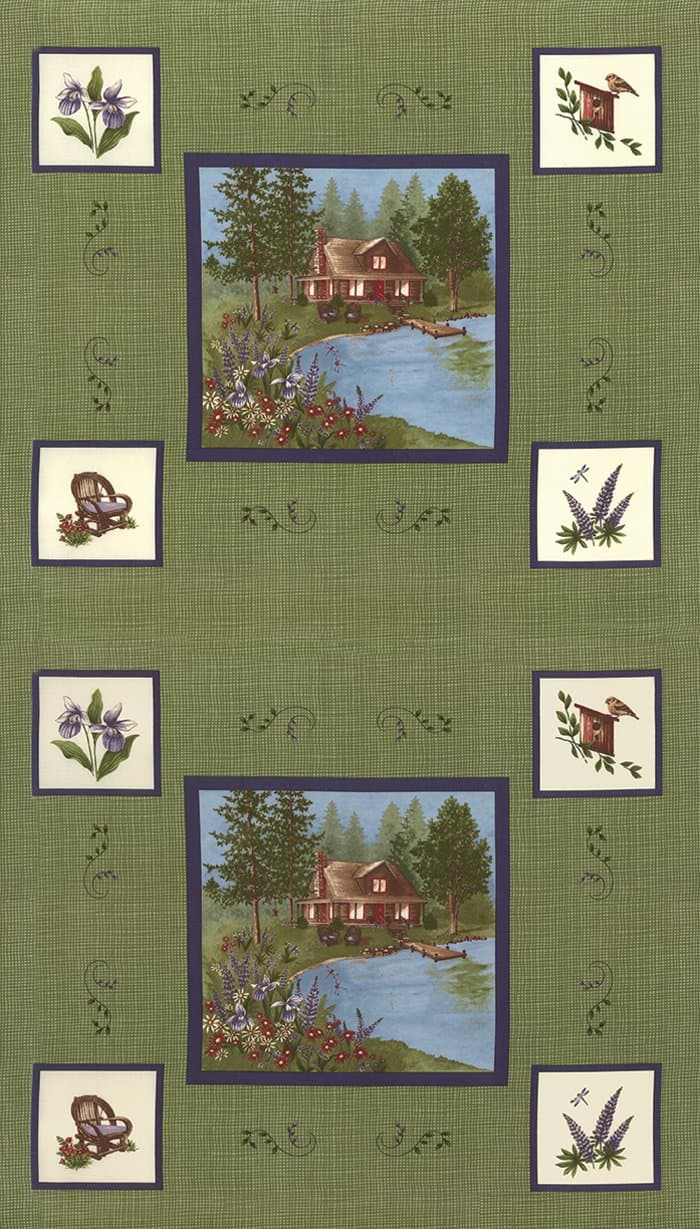 Lady Slipper Lodge Panel Fabric, Moda 6580-14 (by 23 inches)