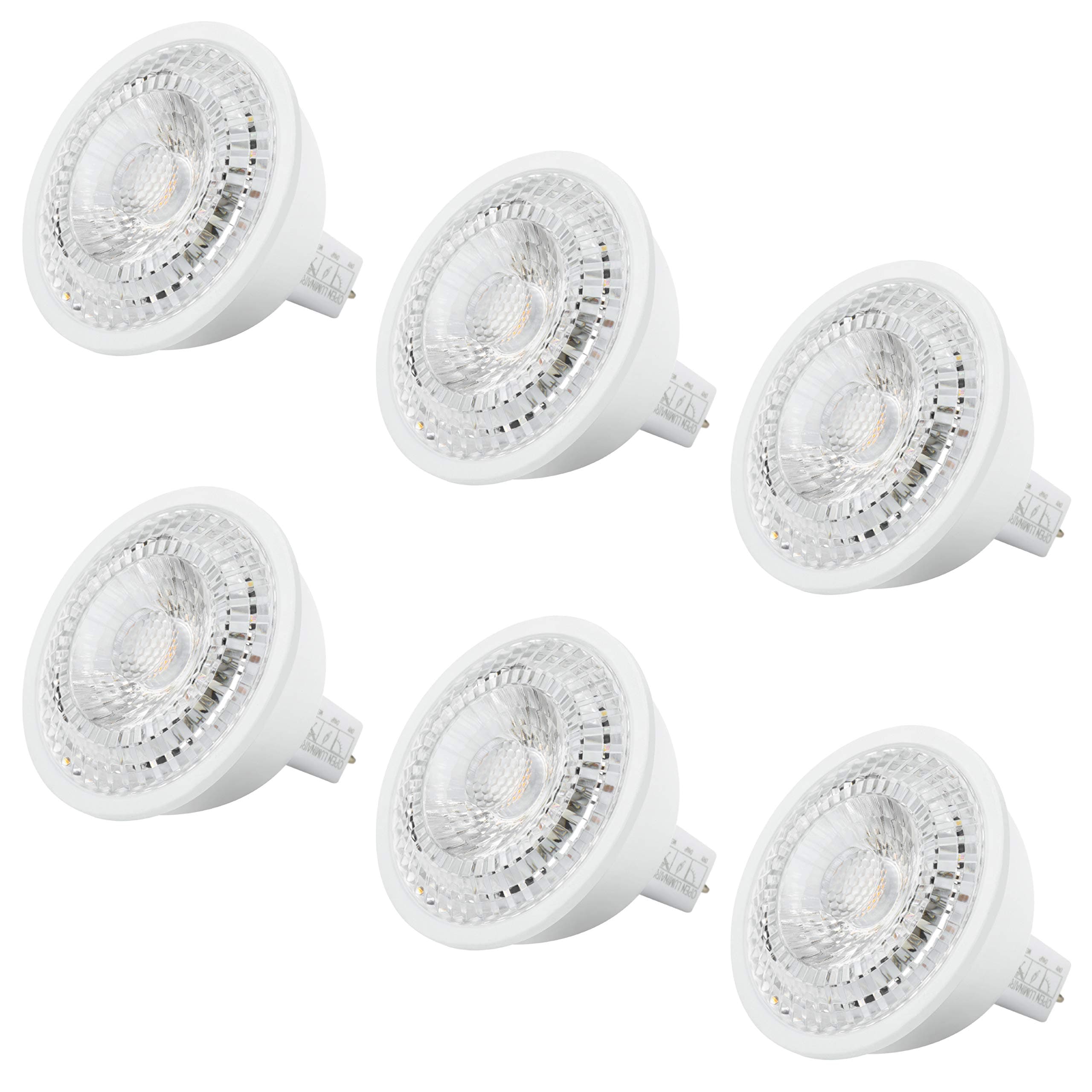 Hyperikon LED MR16 Light Bulb GU5.3 6W=40-50W, Bi-Pin Base, 12V Spot Lighting, UL, Energy Star, Soft White, 6 Pack