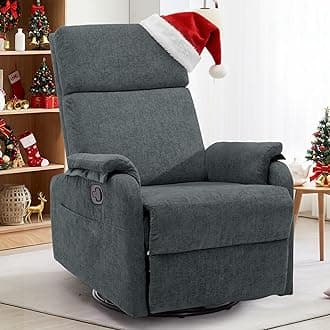 Recliner Chairs, Swivel Rocking Recliner Chair for Adults, Glider Rocking Chair, Small Nursery Recliner for Living Room, Reclining with Modern-Designed Armrests,Chenille,Darkgrey