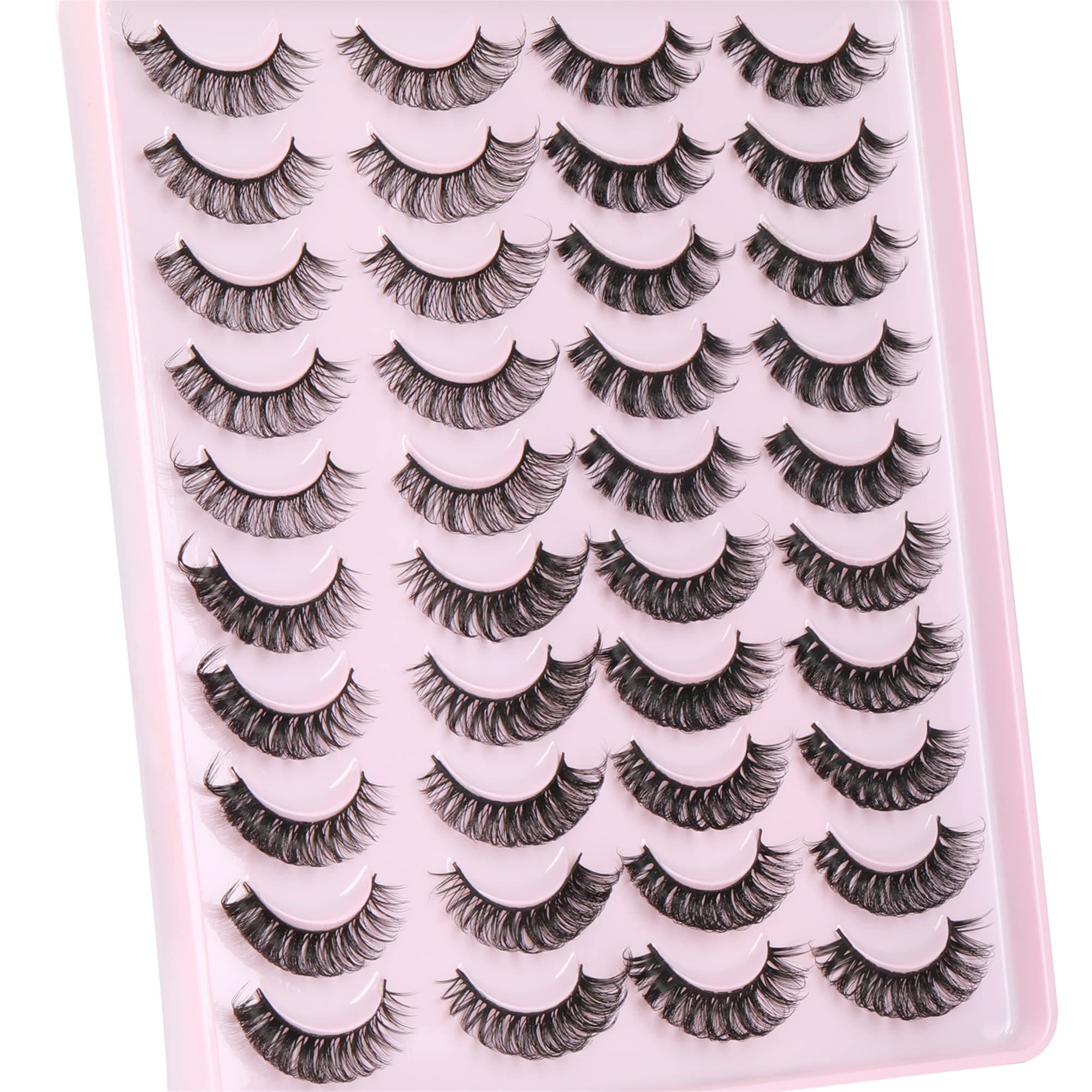 Ruairie False Eyelashes Natural Look Fluffy Wispy False Lashes Pack 20 Pairs 4 Styles Natural Lashes Russian Strip Lashes D Curl Cat Eye Fake Eyelashes Bulk