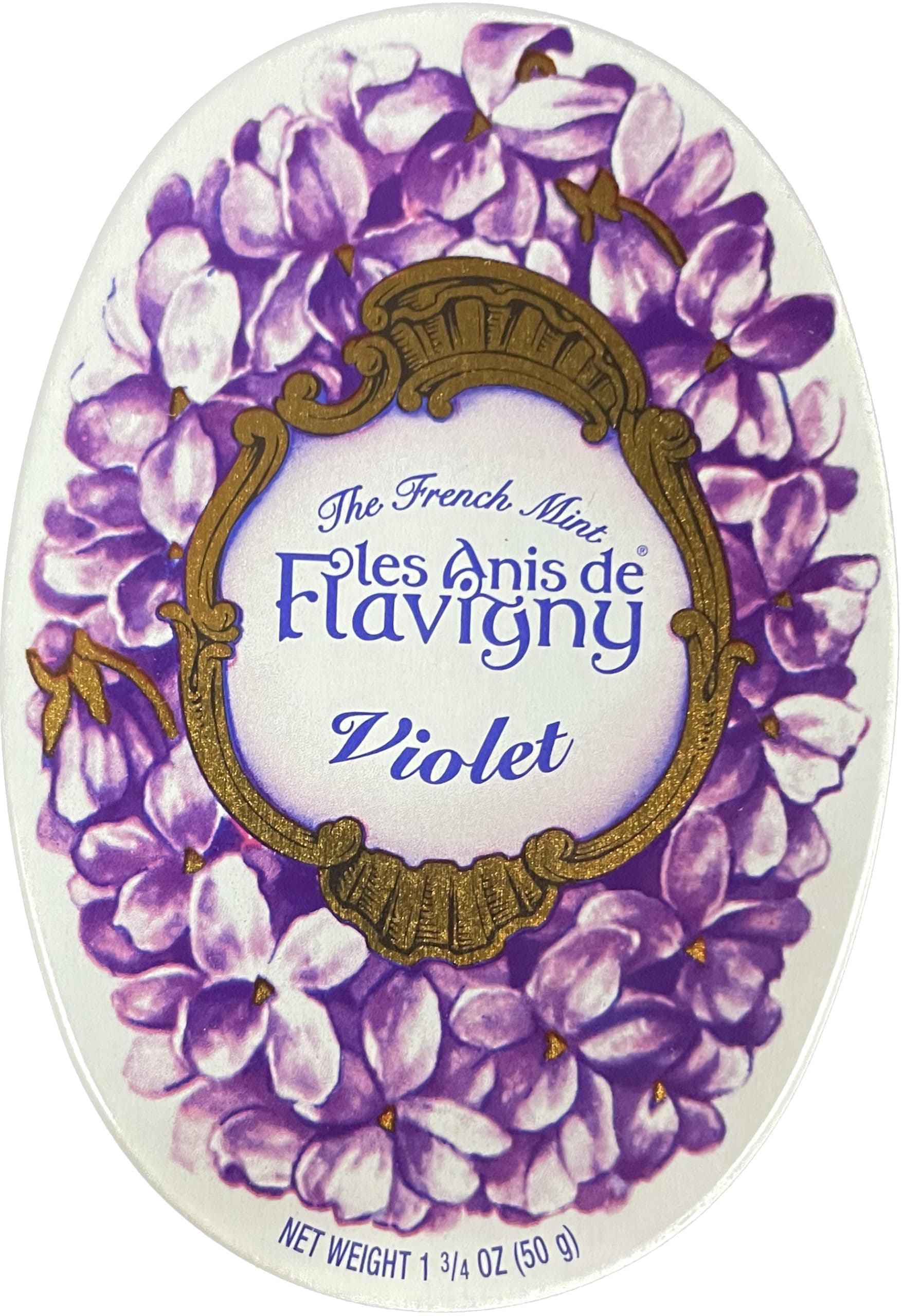 Les Anis de Flavigny French Anise Candy – Violet Flavor Hard Candy, Natural Gourmet Sweets in Classic Reusable Tin, 50g (1.75 oz)