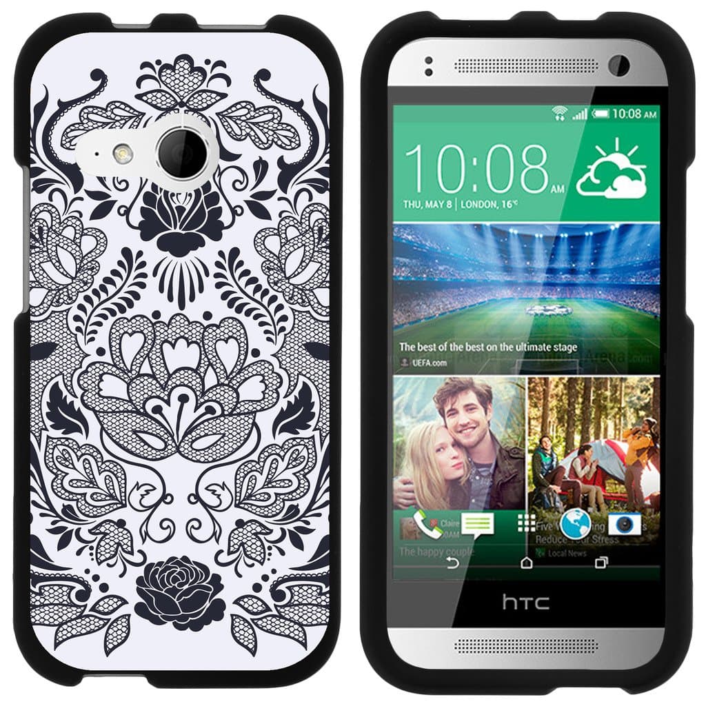 Compatible with HTC One M8 Mini Case | One Mini 2 | One Remix [Slim Duo] Slim Fit Matte Hard 2 Piece Cover Compact on Black by TurtleArmor - Lotus Flower