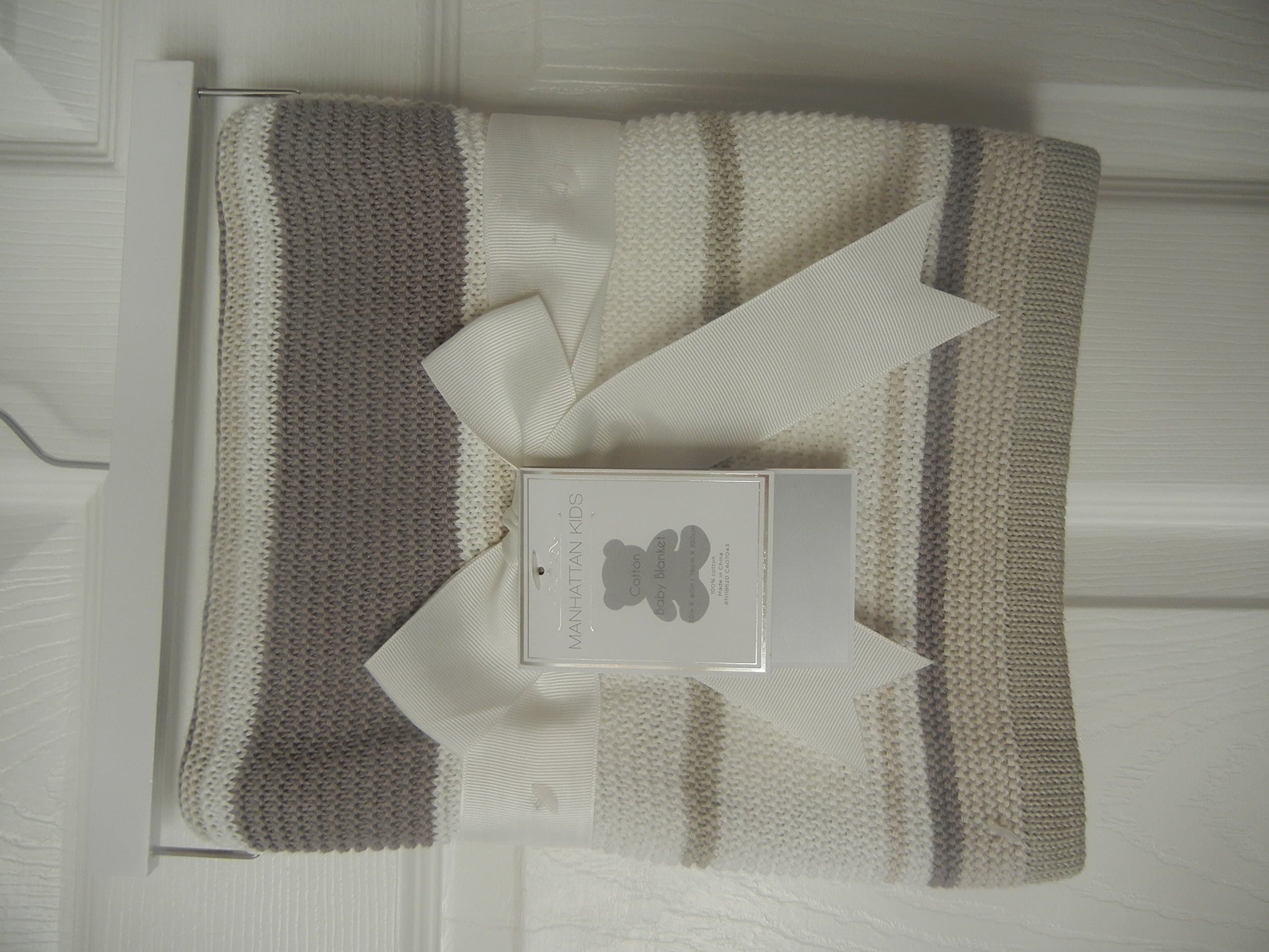 %100 Cotton Kint Blanket- Grey Stripe