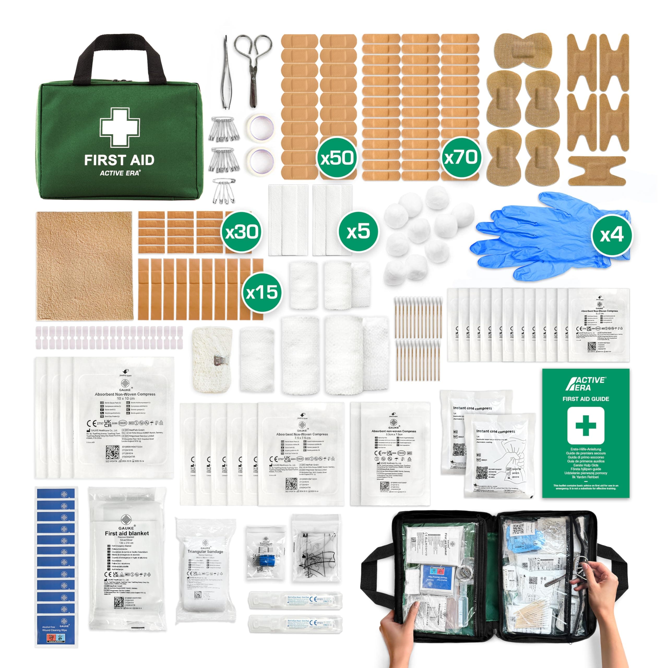 320 Piece Premium First Aid Kit Bag - Includes Eyewash, 2 x Cold (Ice) Packs and Emergency Car Blanket for Home, Office, Caravan, Workplace, Travel