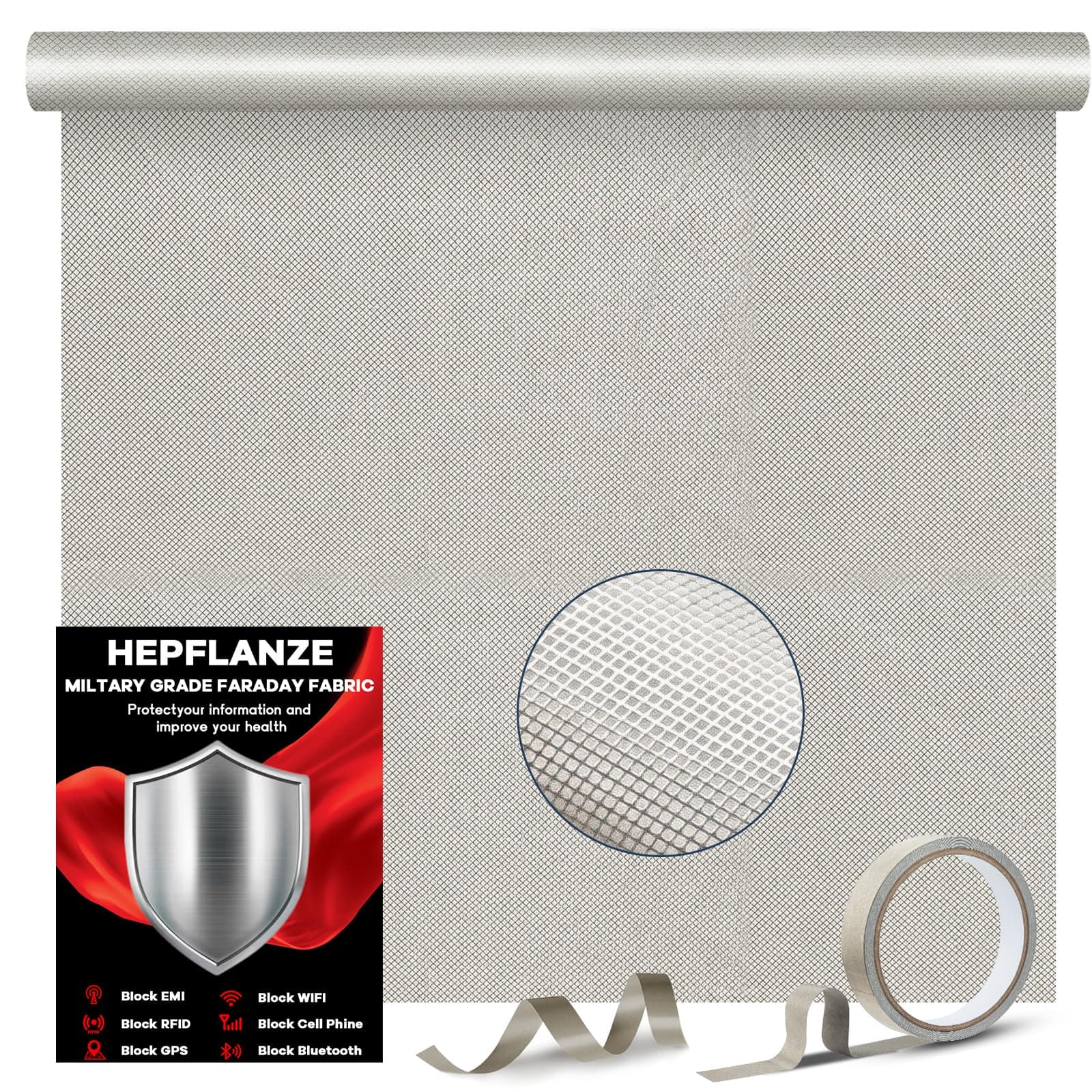 Faraday Fabric 43"*118.2" RF Signals, WiFi, Bluetooth, RFID, EMF Blocking, EMP GPS Military Grade Cover Shielding
