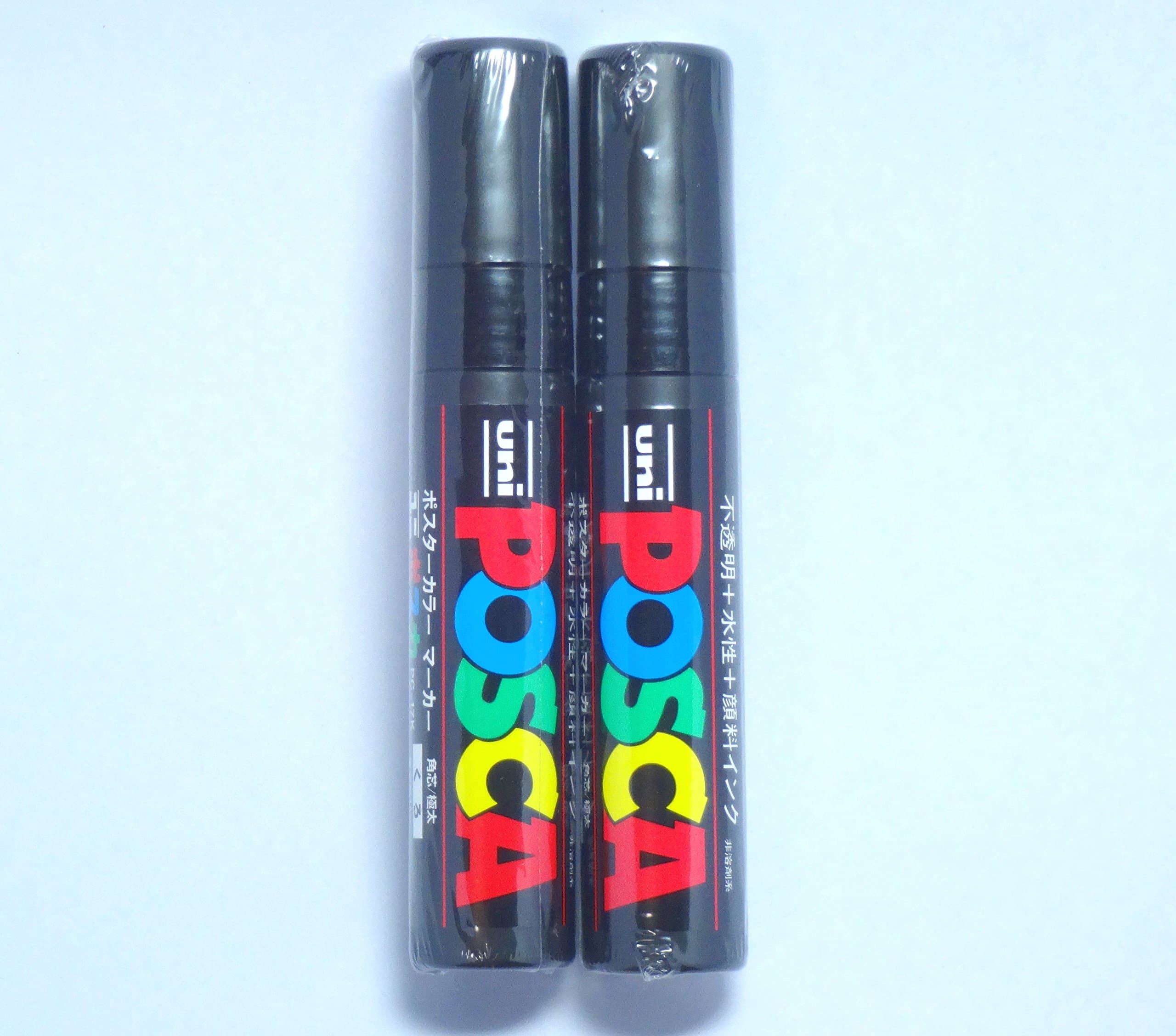Uni Posca Paint Marker PC-17K Black, 2 pens per Pack(Japan Import) [Komainu-Dou Original Package]