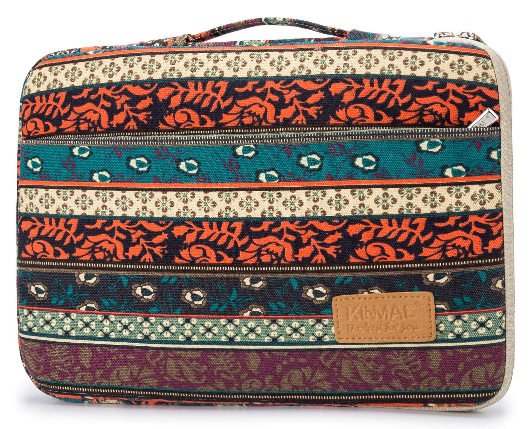 Kinmac 360 Degree Protective Waterproof Laptop Sleeve Bag Sleeve with Handle Compatible with MacBook Pro 16", Dell Inspiron 15 5515/5510 and 14"-15" Laptop (Boho)