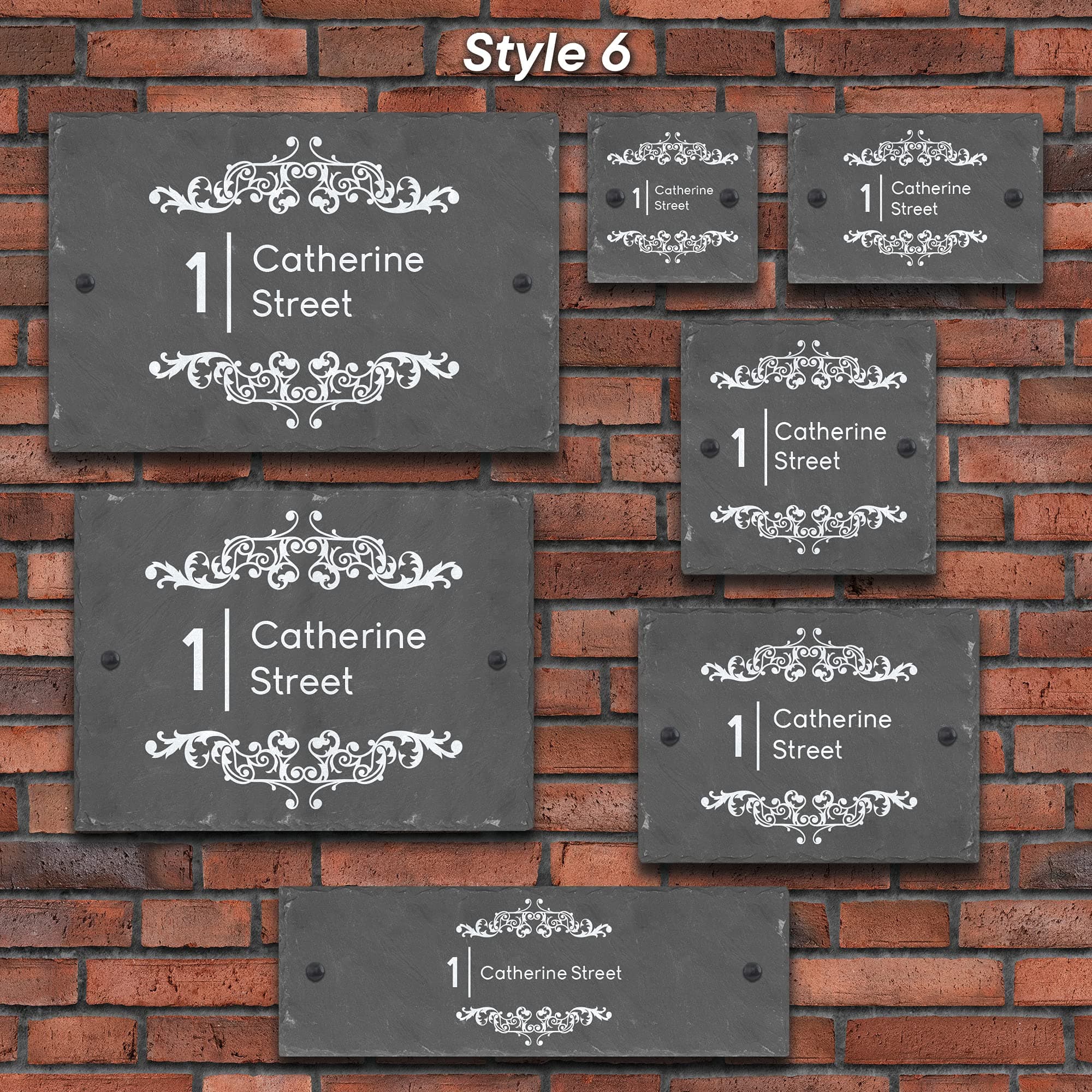 Active Window Films Rustic Natural Slate House Gate Sign Plaque Door Number Personalised Name Plate (Style 6)