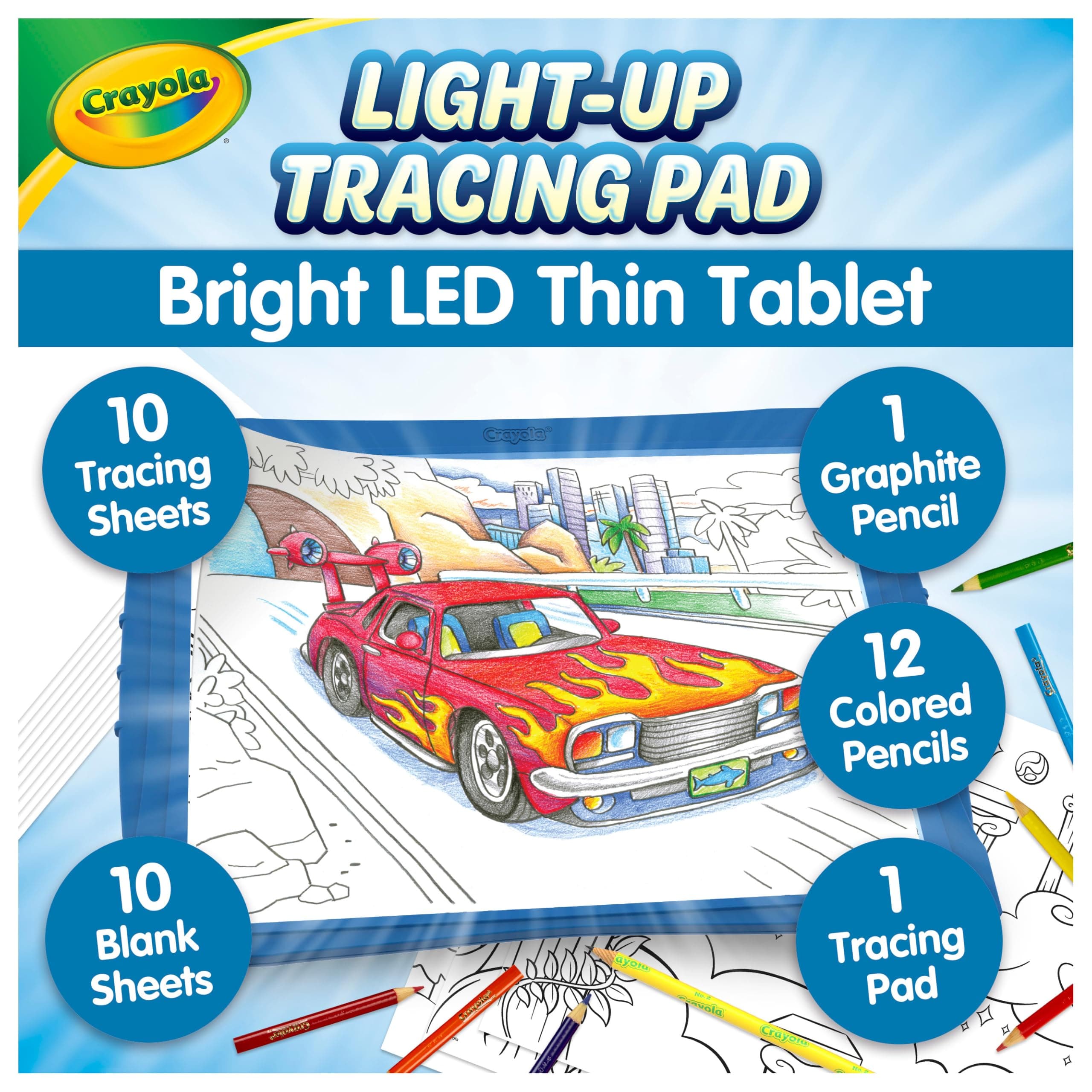 Crayola Light Up Tracing Pad - Blue, Drawing & Tracing Projector for Kids, Essential Easter Basket Stuffers & Gifts, Sketching Light Box Table, Toys for Kids, Ages 6+