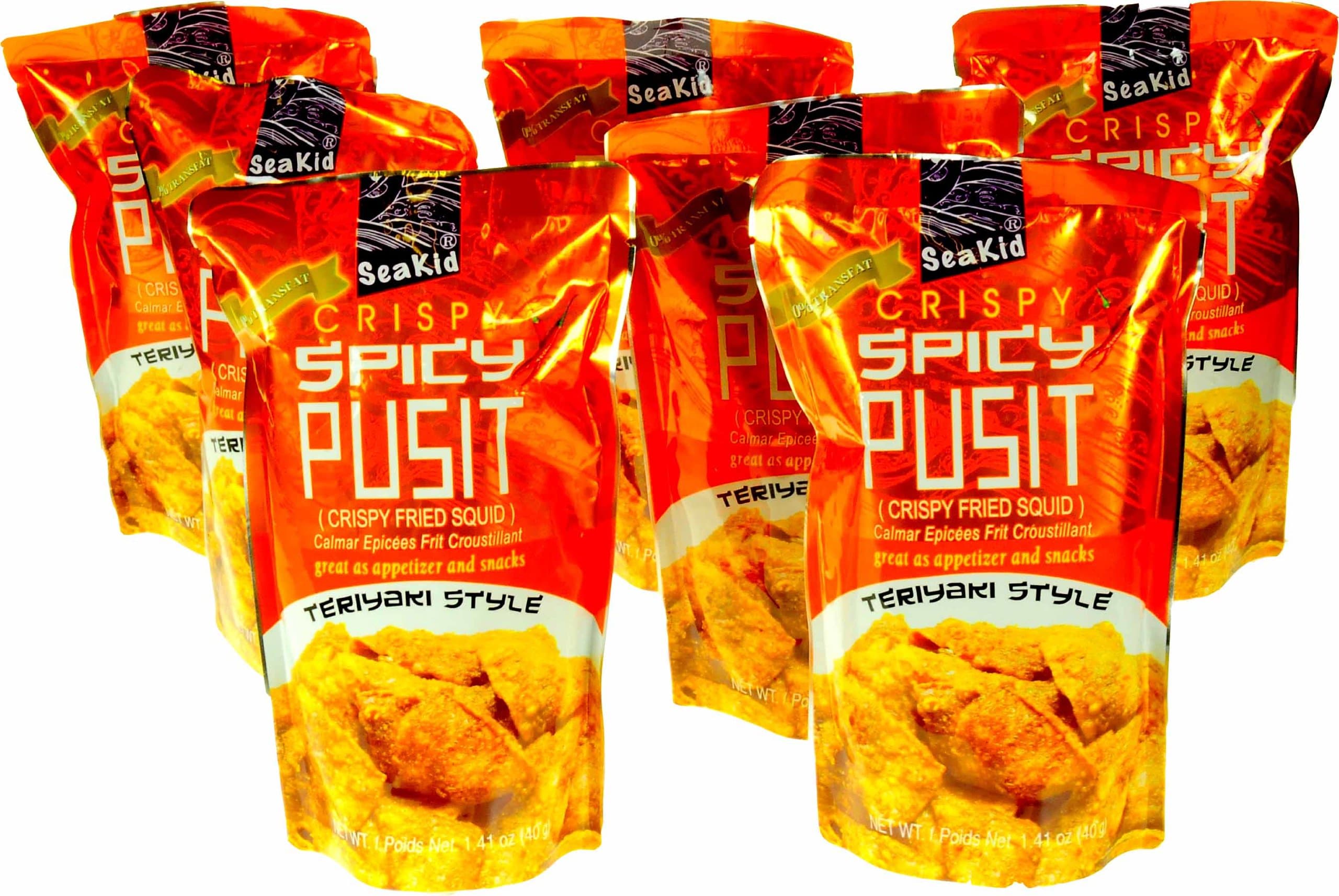 Seakid Crispy Spicy Pusit Crispy Fried Squid 40gms (Pack of 7)