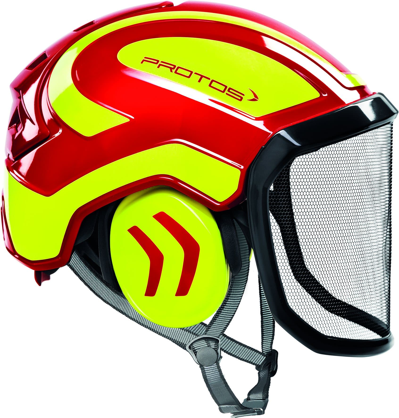 Protos Integral Arborist Helmet - Red & Yellow