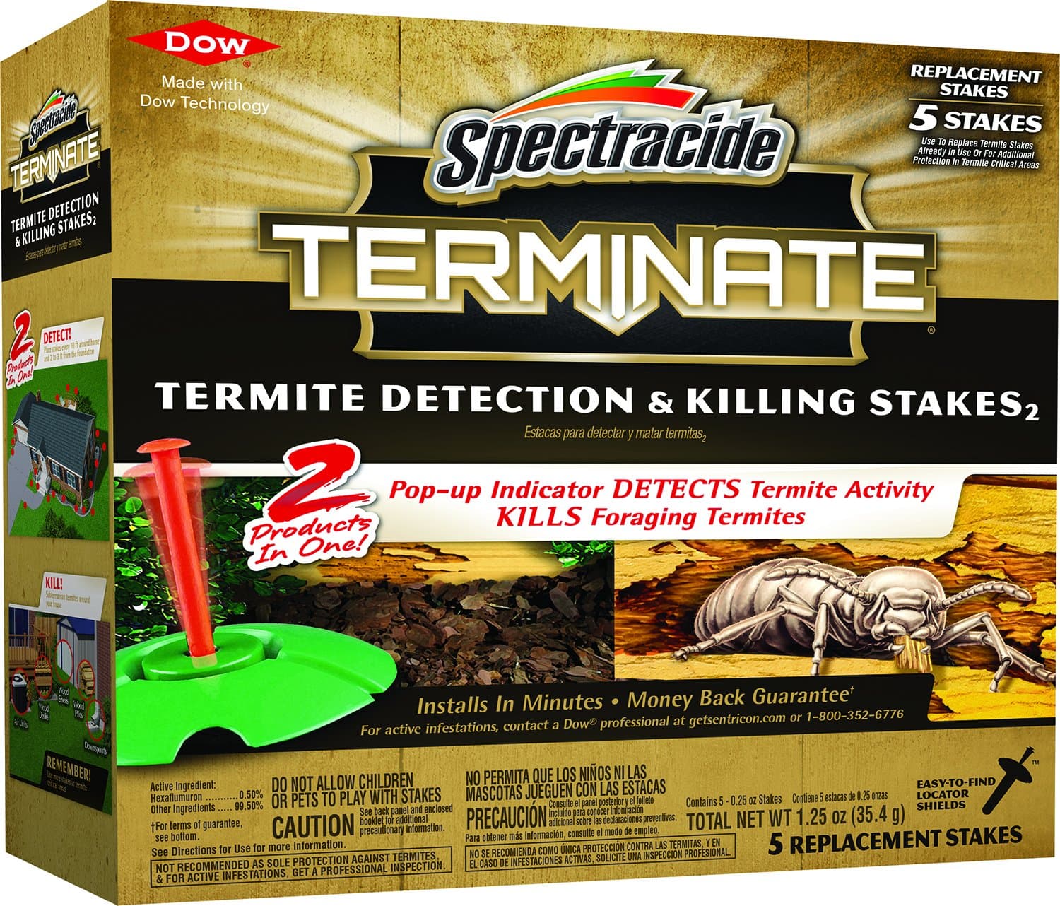 Terminate Termite Detection & Killing Stakes2, 5 Count, Replacement Stakes With Pop-up Indicators Detect Termite Activity And Kill Foraging Termites Replacement Stakes, 8 Pack