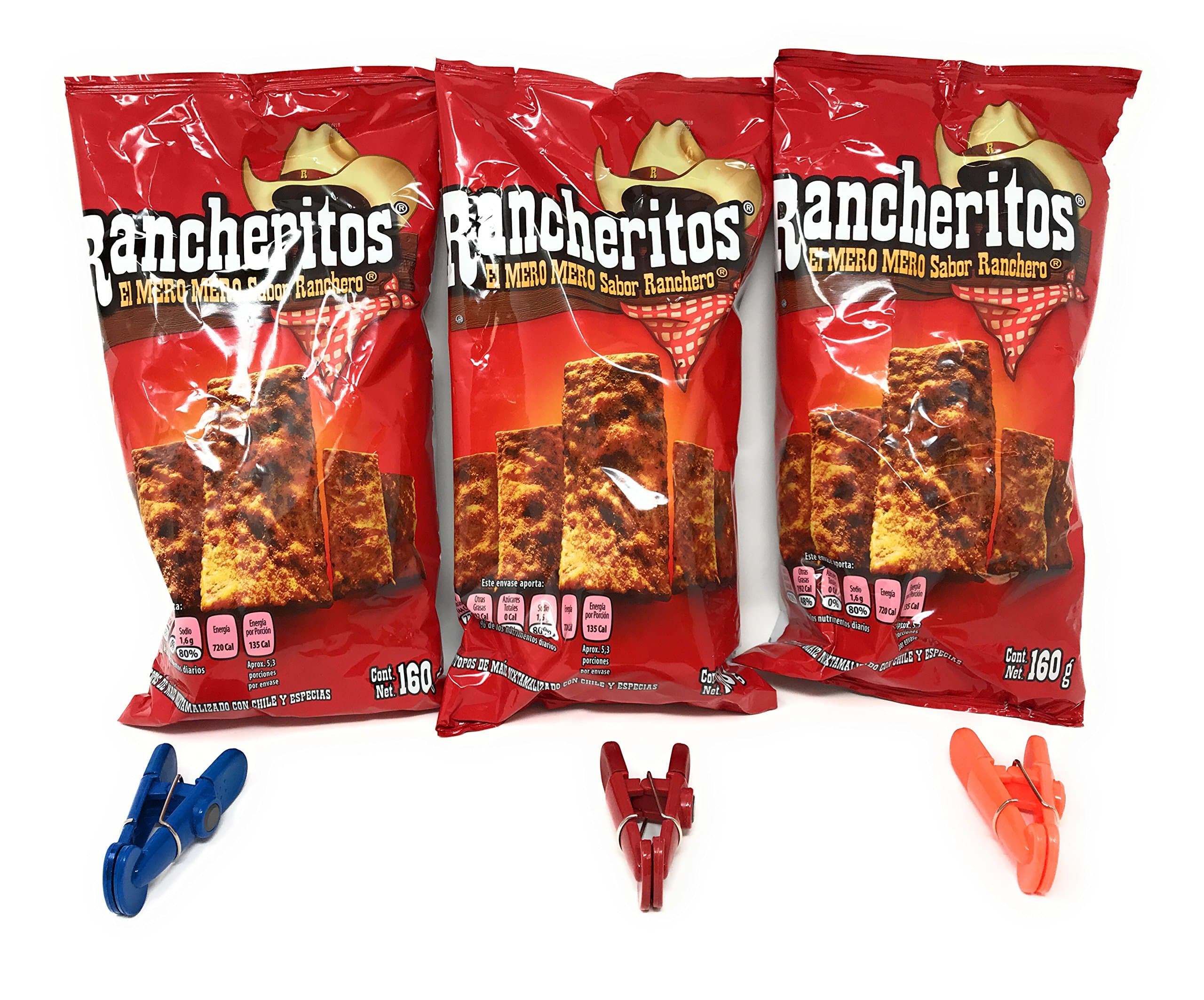 Rancheritos "Mexican Chips" Pack of 3 (5.64 oz) Bundle with Free Bag Clips El Mero Mero Sabor Ranchero