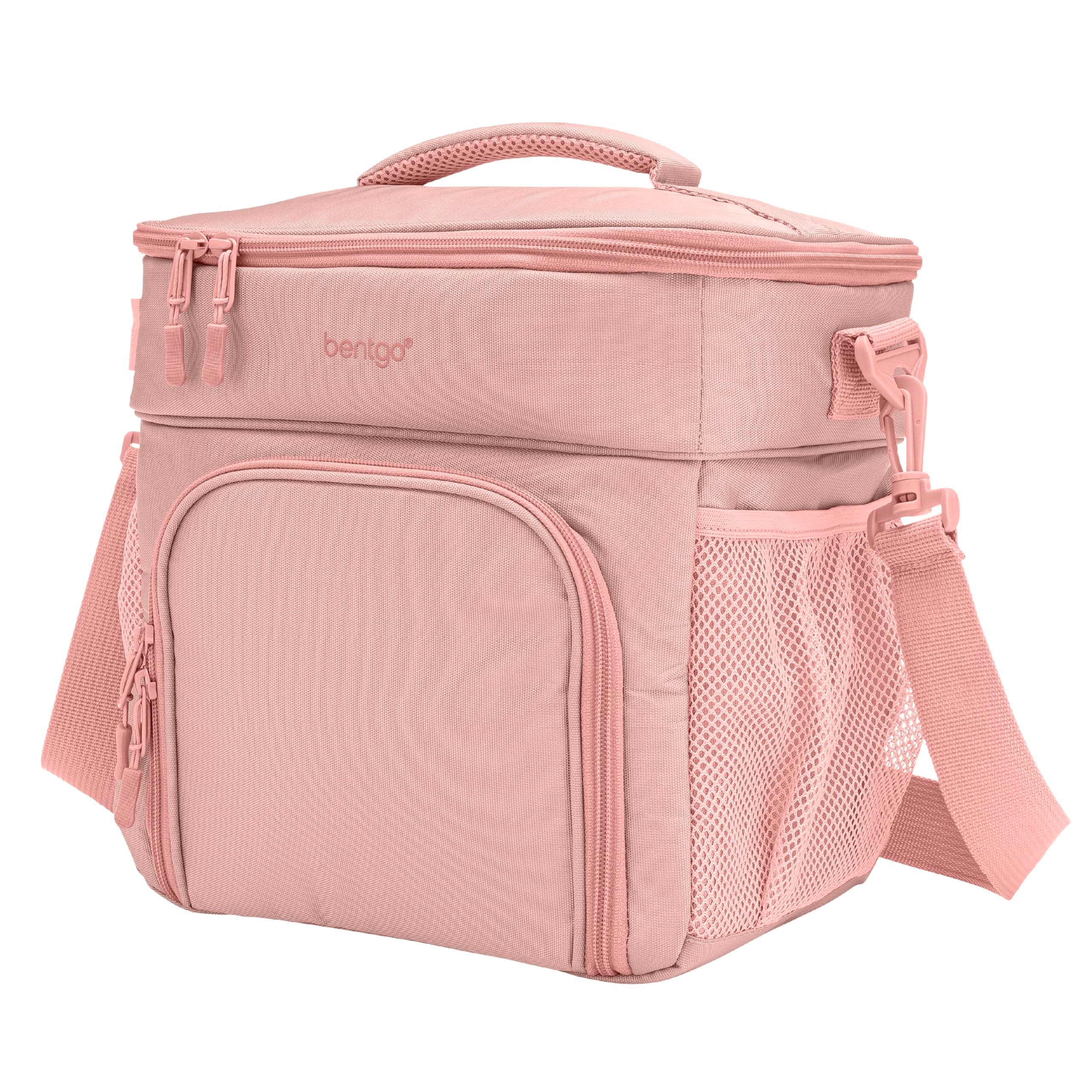 Bentgo Prep Deluxe Insulated Multimeal Bag - Lunch Box Bag, Holds 5 Meals, Premium Insulation up to 8 Hrs, Durable, Water-Resistant - Large Capacity For Adult Meal Prep (Blush)