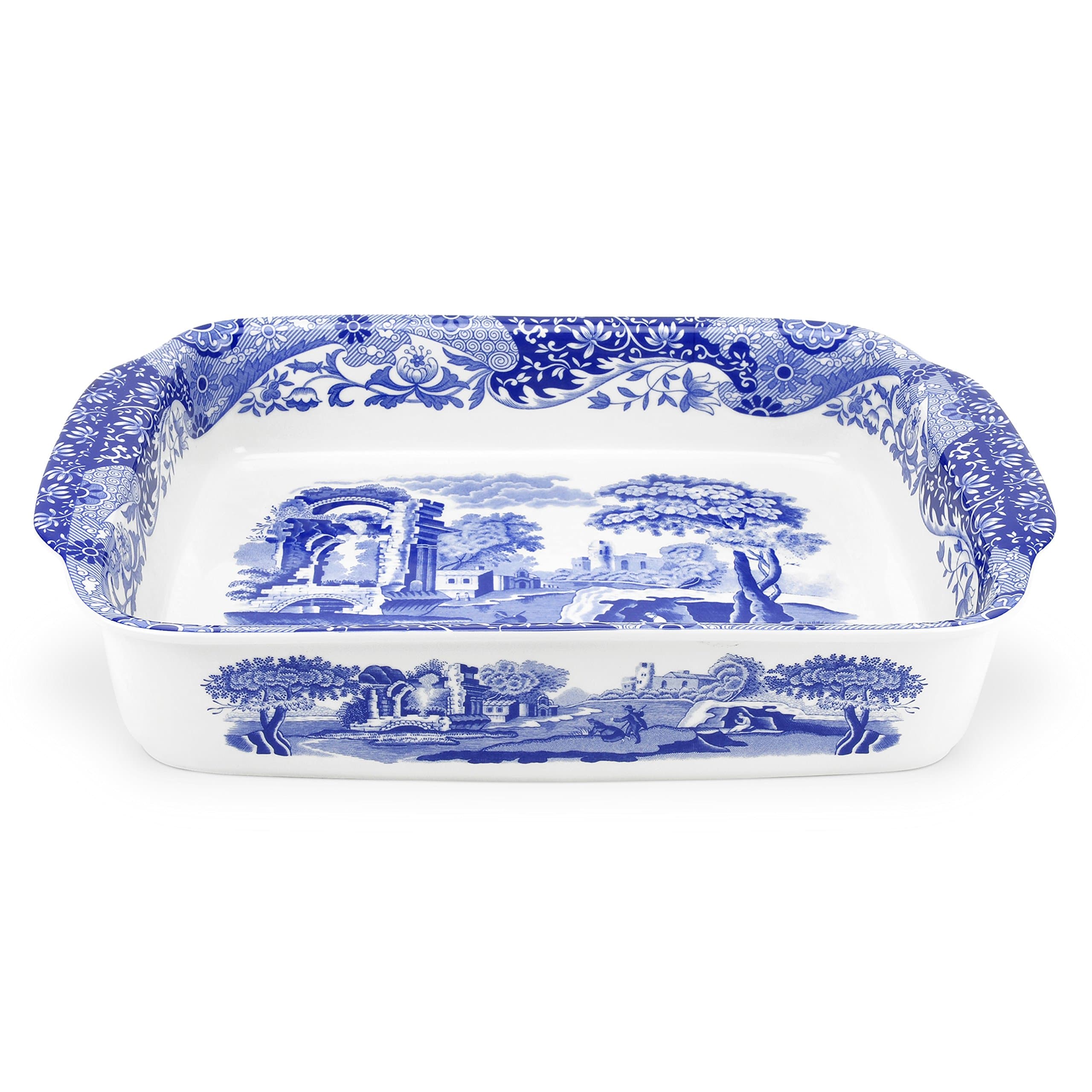 Spode BLI1095-X Italian Rectangular Dish 38 cm by 30 cm, Porcelain, Blue, White