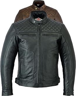 Texpeed Mens Leather Motorcycle Jacket - Touring Motorbike Jacket With Genuine Biker CE Armour (EN 1621-1) Protection Quilted Diamond Stitched Design - Black - M