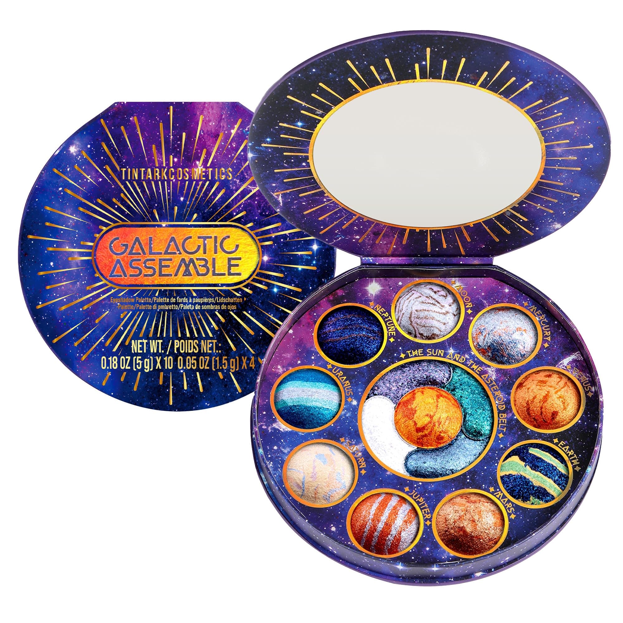 Galactic Assemble Eyeshadow Palette – Solar System Inspired 3D Planet Design, 14 Handcrafted Shimmer & Metallic Shades with Creamy Wet Texture, High-Pigmented Makeup Palette Gifts for Women & Girls