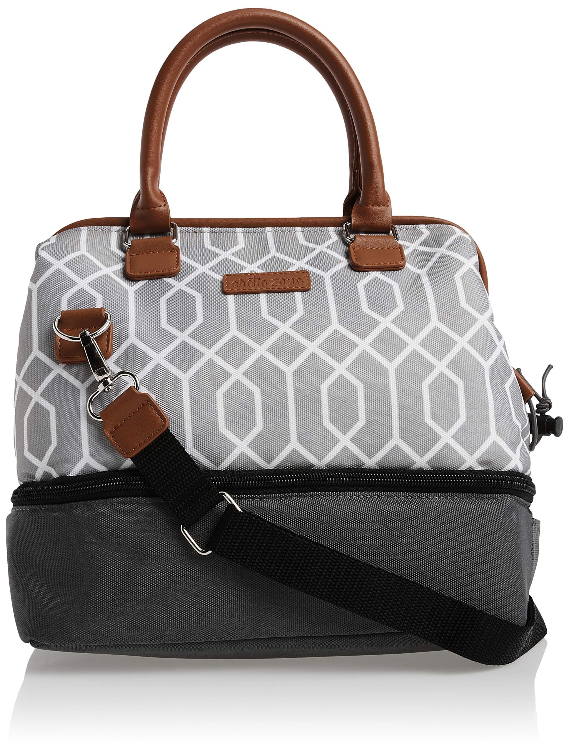 Arctic Zone Dual Compartment Insulated Lunch Tote, Gray, Polyester