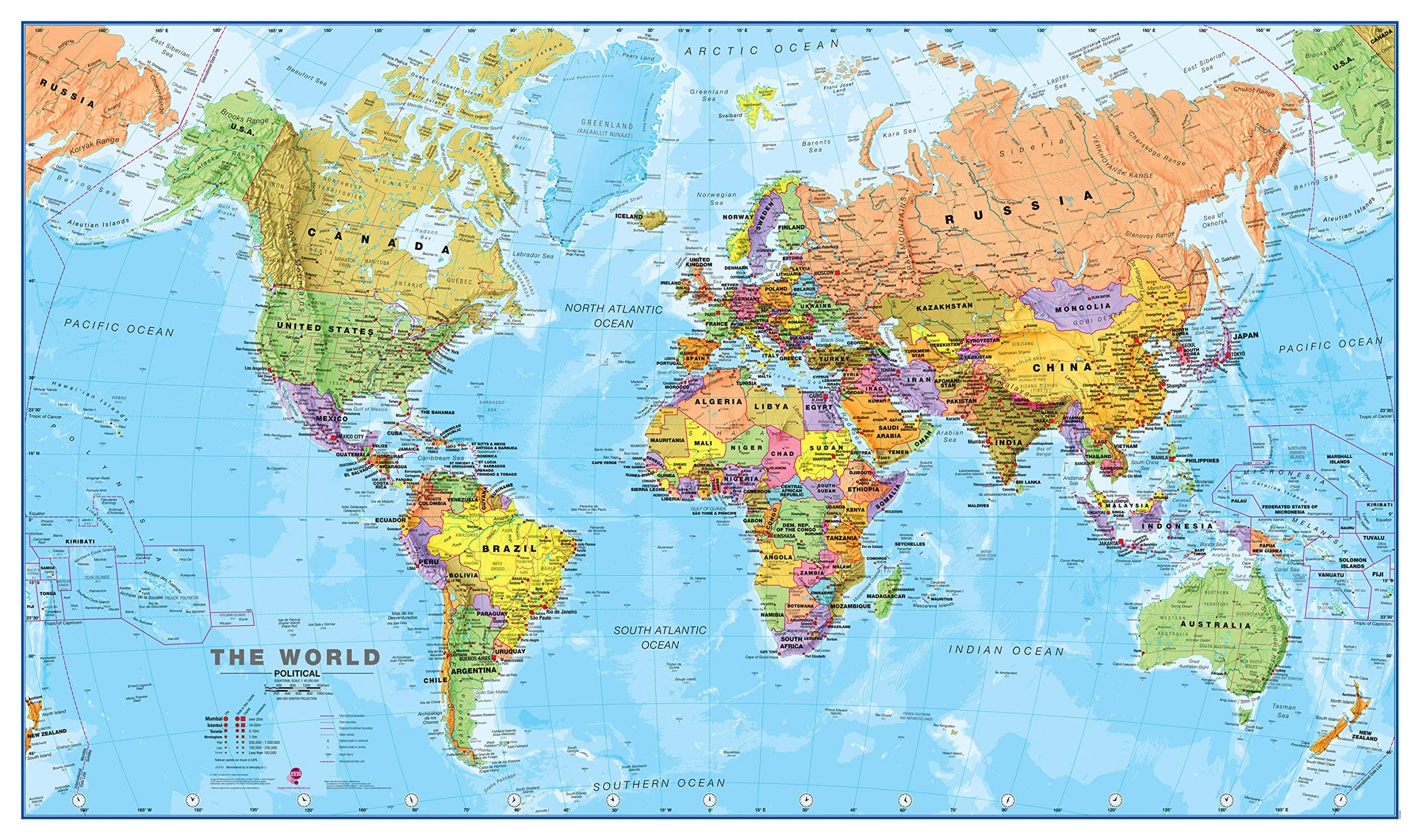 Medium World Political Map Front Lamination