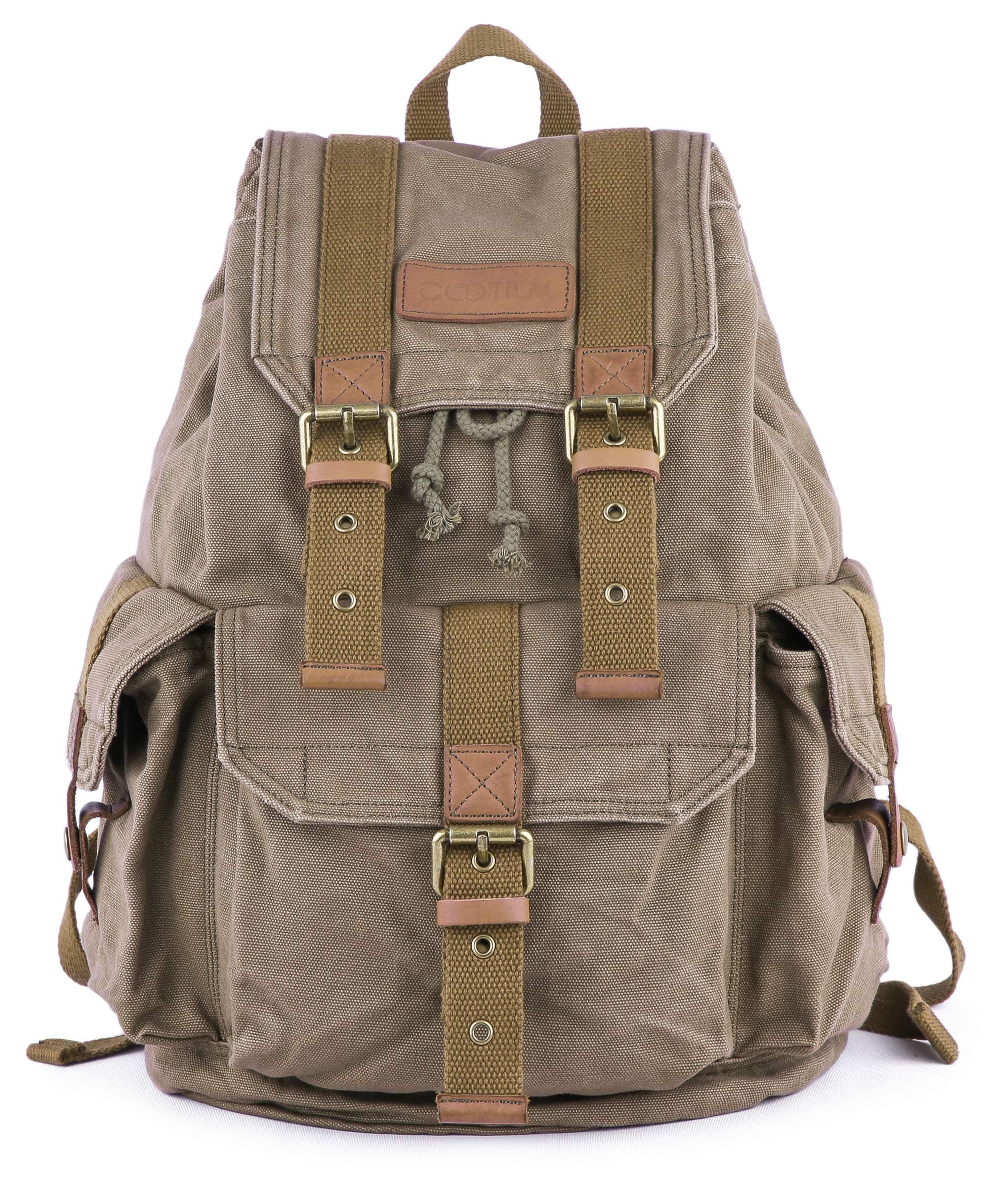 Canvas Backpack - Vintage Outdoor Rucksack Travel Day Pack