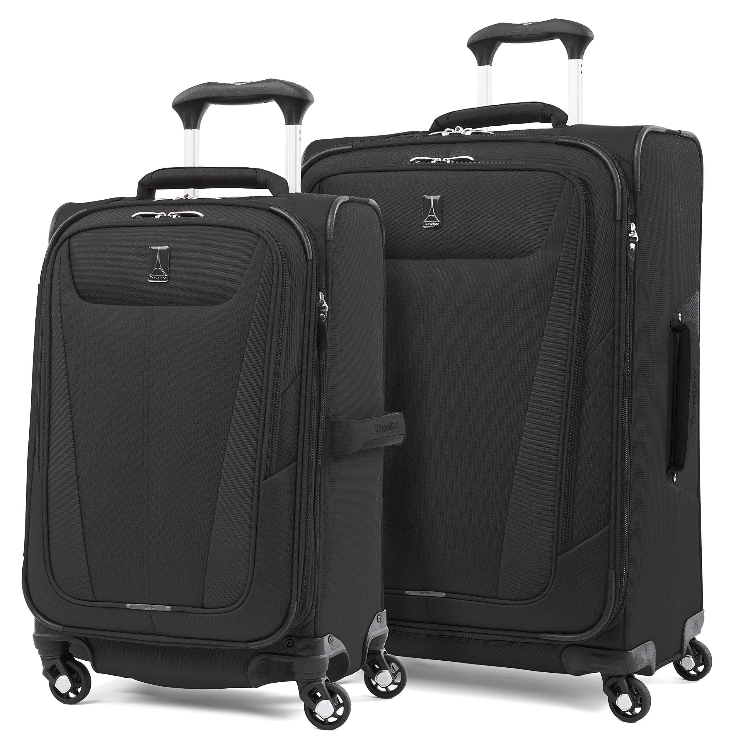 Travelpro Maxlite 5 Softside Expandable Luggage with 4 Spinner Wheels, Lightweight Suitcase, Men and Women, Black, 2-Piece Set (21/25)
