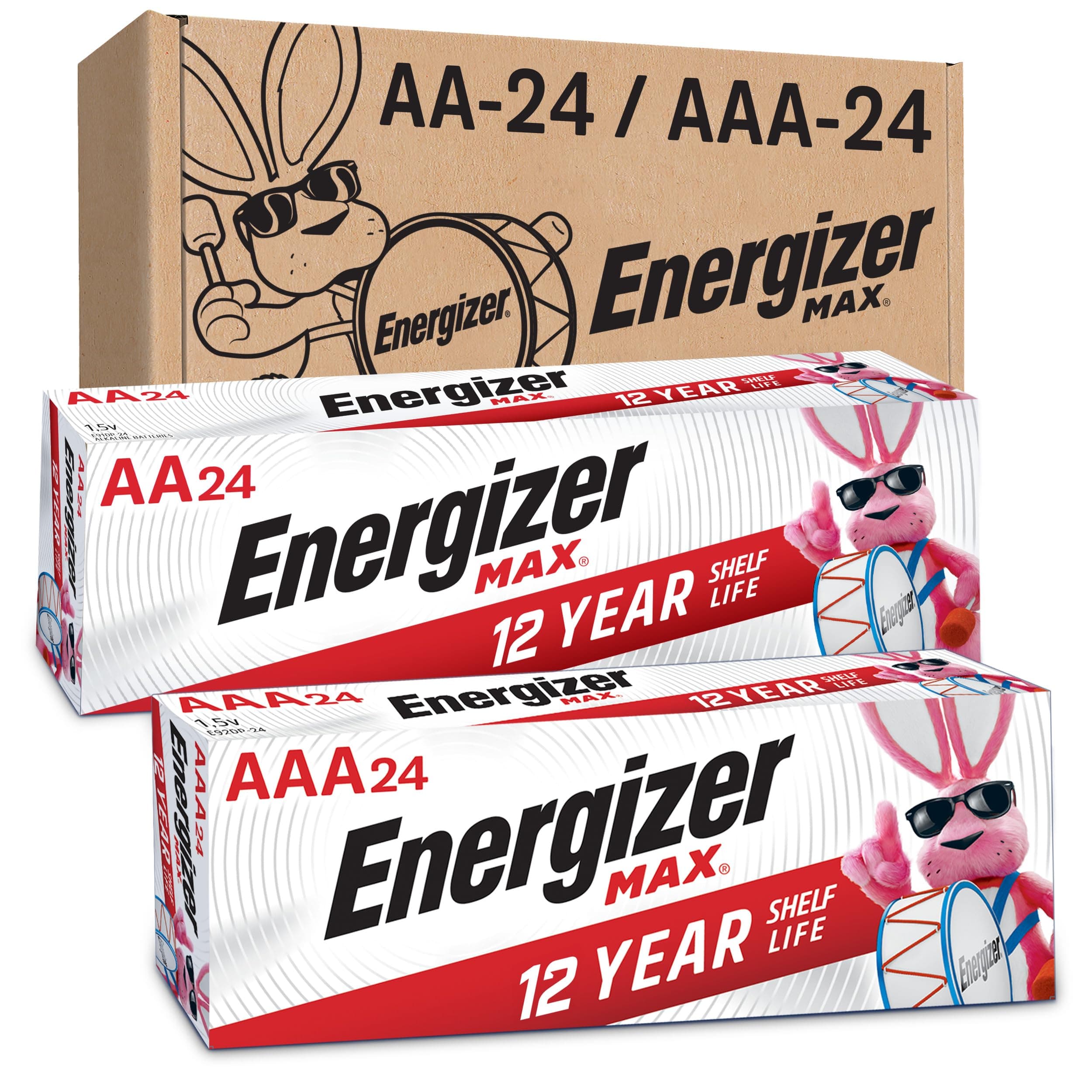 Energizer AA and AAA Batteries, 48 Count, Combo Pack Contains 24 Max Double A and 24 Max Triple A Batteries