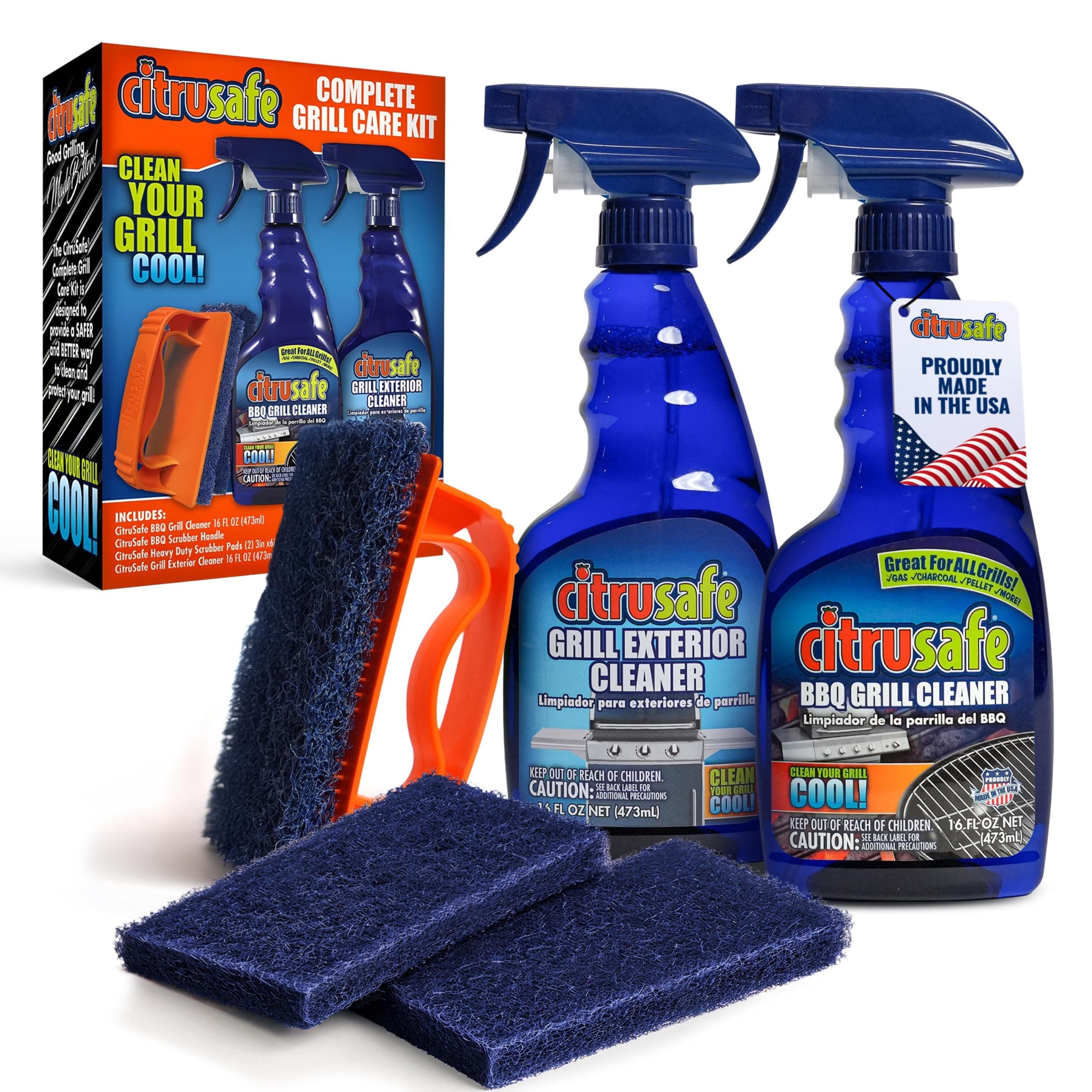 Citrusafe Grill Care Kit - BBQ Grid and Grill Grate Cleanser, Exterior Cleane...
