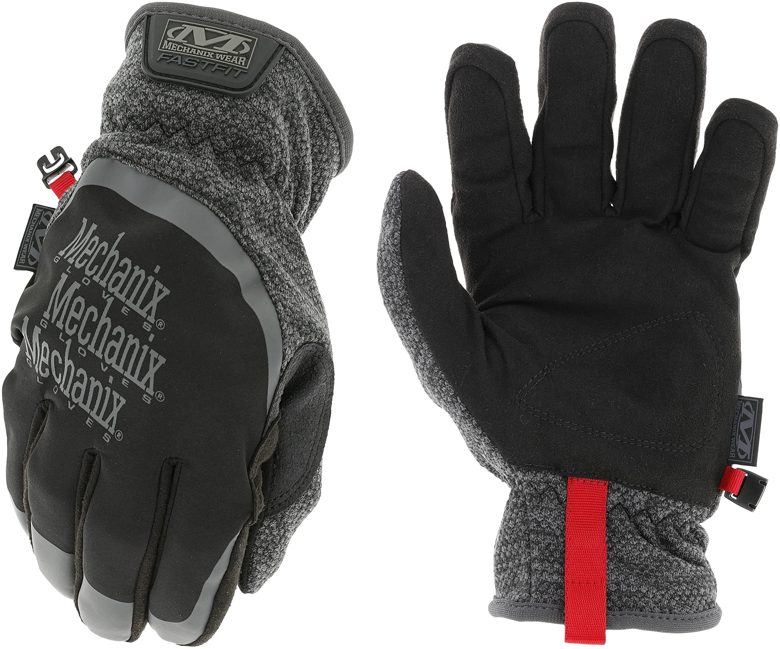 ColdWork FastFit Winter Work Gloves with Elastic Cuff, Wind and Water Resistant, Fleece Insulated, Touch Capable Winter Gloves, For Mild Cold Weather (Black/Gray, Medium)