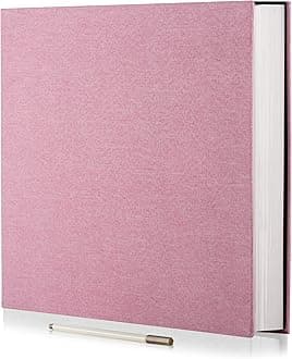 Photo Album Self Adhesive 3x5 4x6 5x7 6x8 8x10 8.5x11 11x10.6 Magnetic Scrapbook Album DIY Length 11x10.6 Inch 40 Pages Linen Cover DIY Photo Album with A Metallic Pen and DIY Accessories(Pink)