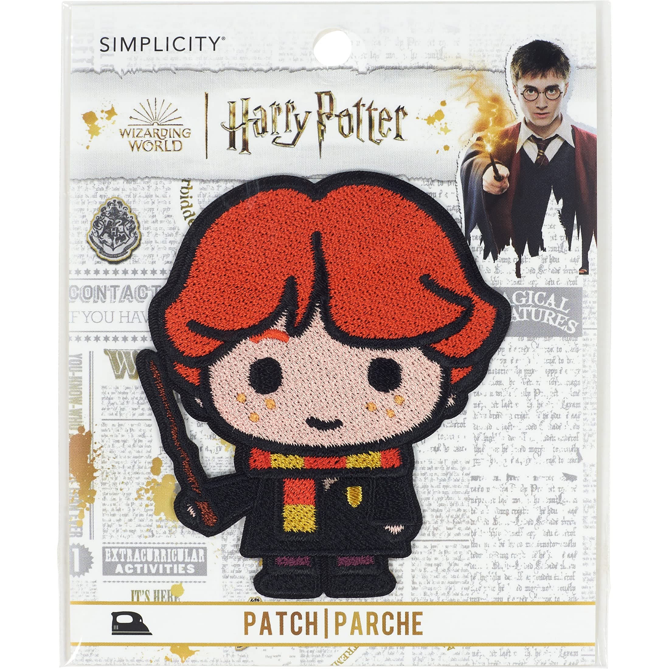 Simplicity Chibi Harry Potter Ron Weasley Applique Iron-on Patch for Clothing, Jackets, and Backpacks, 2.75" W x 3.125" H, Multicolor