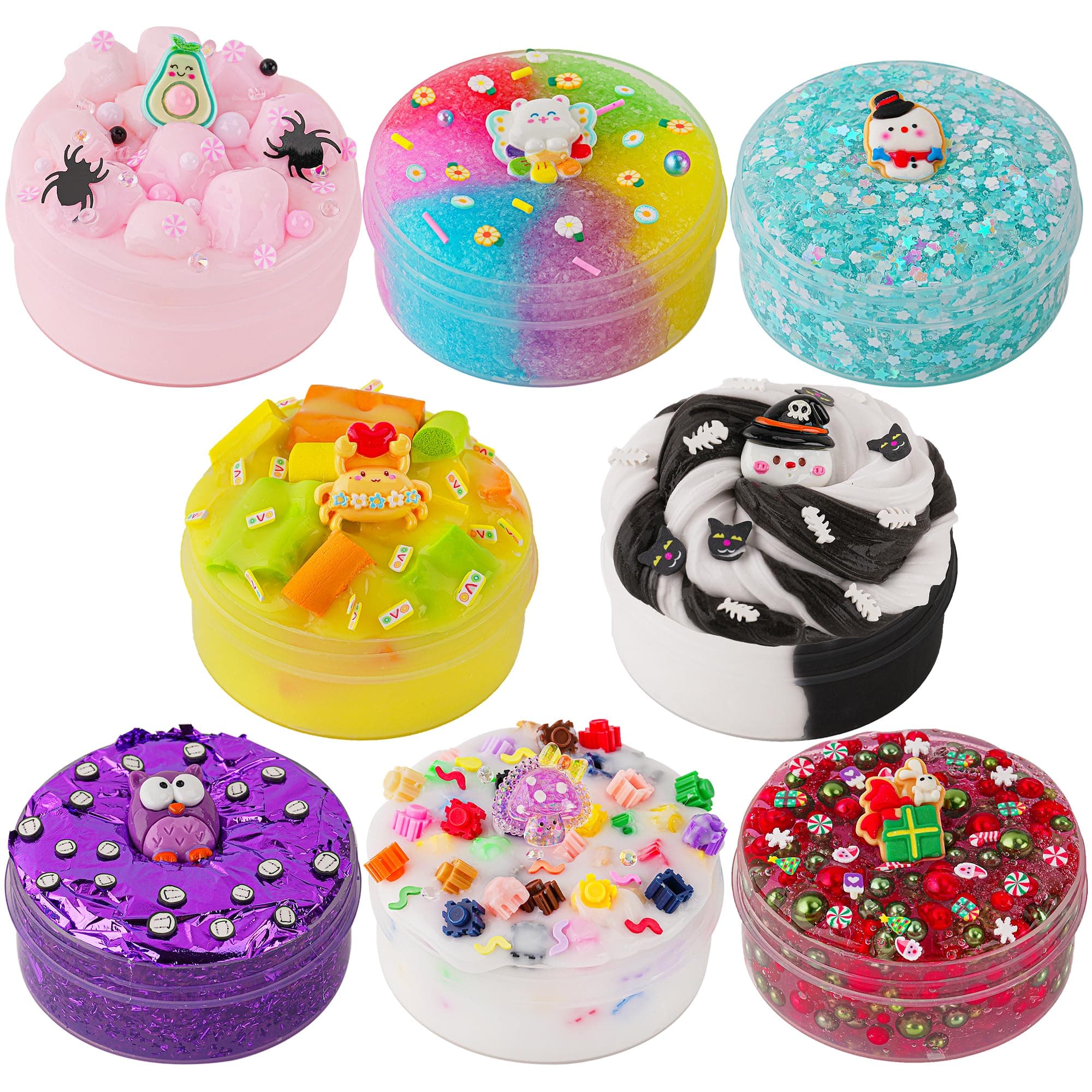 Slime Variety Pack Different Textures, 8 Pack Slime Kit for Kids, Includes Butter Slime, Snow Fizz Crunchy Slime & Pink Jelly Cube Slime, Slime Party Favors for Girls & Boys Hallowmas