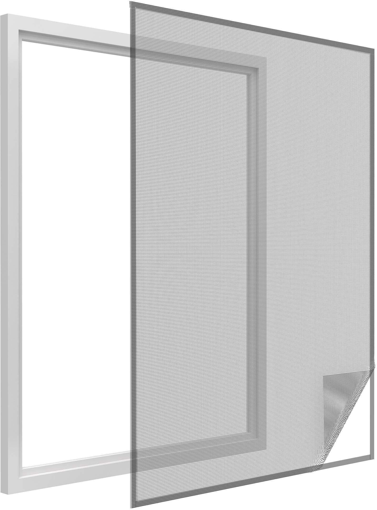 easy life mosquito net fabric for doors and windows Basic made of polyester - Adhesive fastening band included, no need to drill, Colour:Anthracite, Size:150 x 180 cm