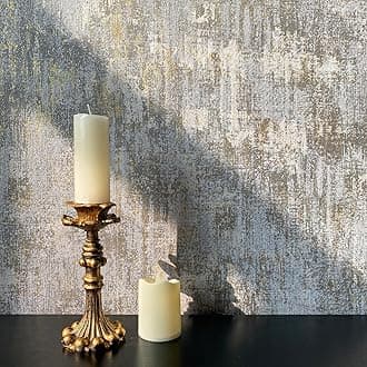 Textured Wallpaper Distressed Concrete Wallpaper 17.3inx19.68ft White/Gold/Gray Metallic Modern Wall Paper Non Woven Neutral for Bedroom Traditional Wall Paper Need Adhesive