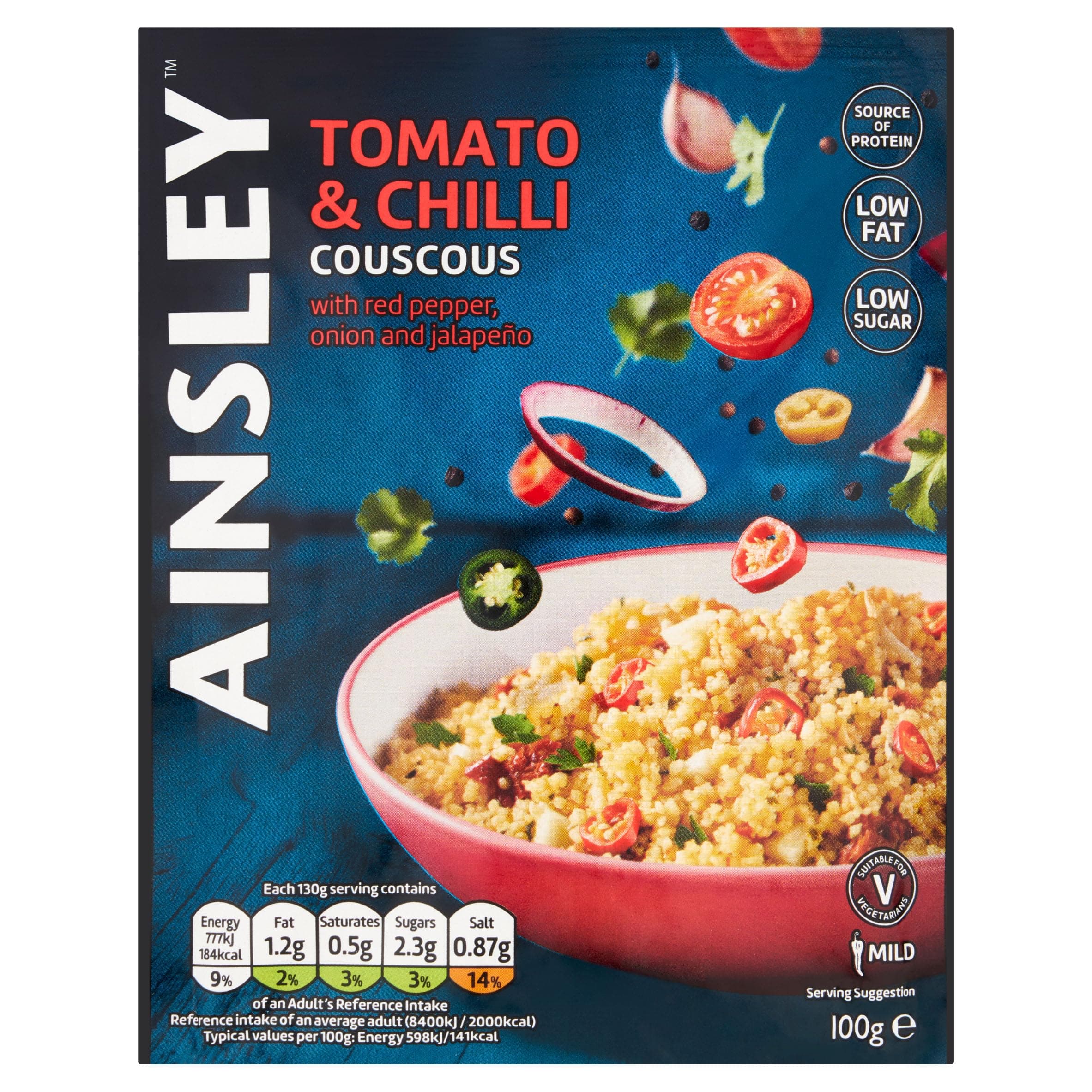 Ainsley Harriott Tomato & Chilli Couscous 100g, Simple Meal Solution, Healthy Lunch, Bulk Pack Mutlipack, Pack of 12 x 100g