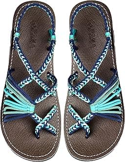 Capana Woven Women's Flat Sandals - Strappy Braided Sandals, Beach Sandals for Women Dressy Summer, Rope Bohemian Sandals, Spring Casual Womens Shoes, Comfy Boho Flats for Teen Girls – Banyan