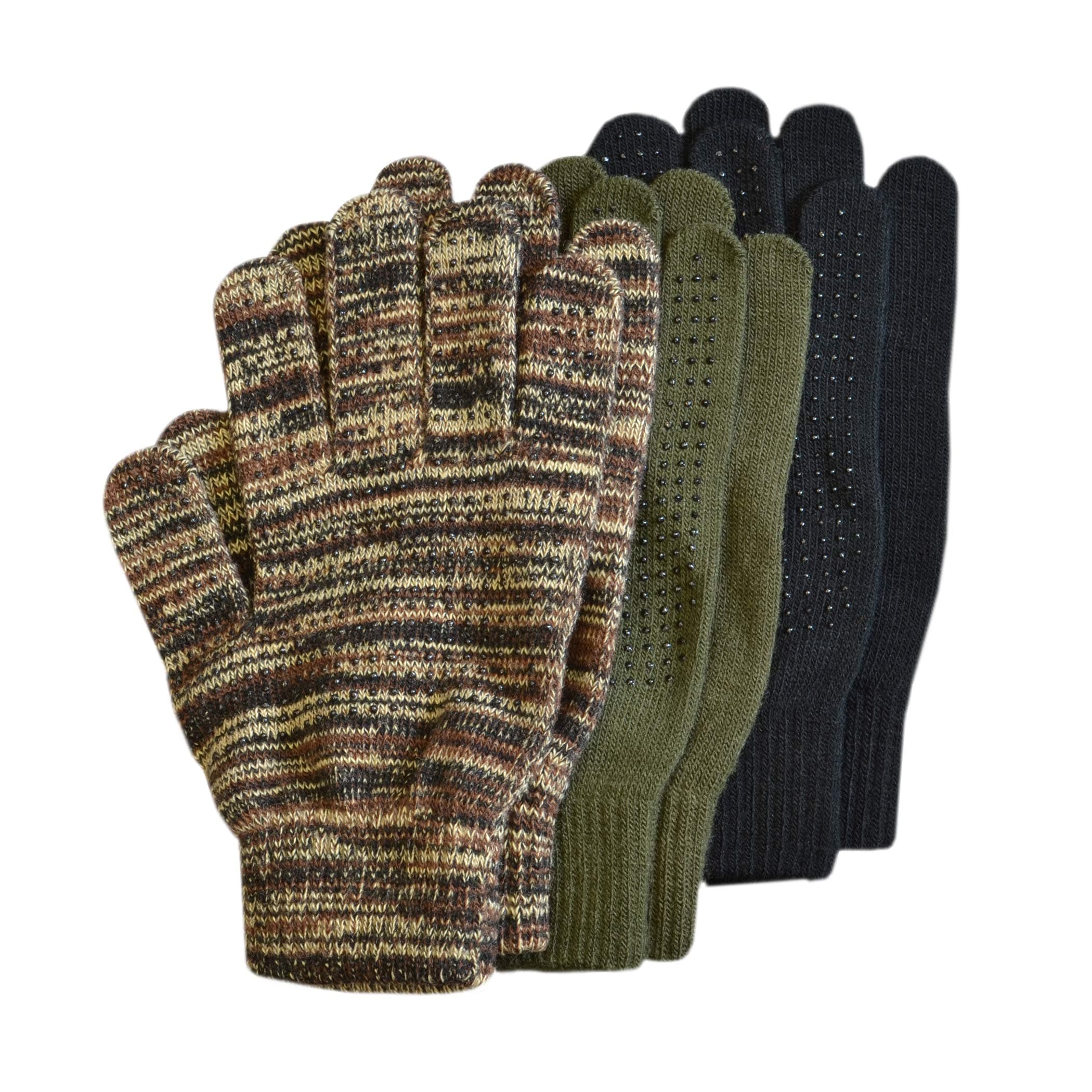 Quietwear Men's 3-Pair Pack Grip Dot Assorted Gloves