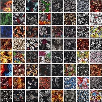 Colorful Hydrographics Coating Film Skulls&Flamme Water Transfer Printing 5 Packs Of Amazing Random (5 Rolls X3.3Ft) Wtp