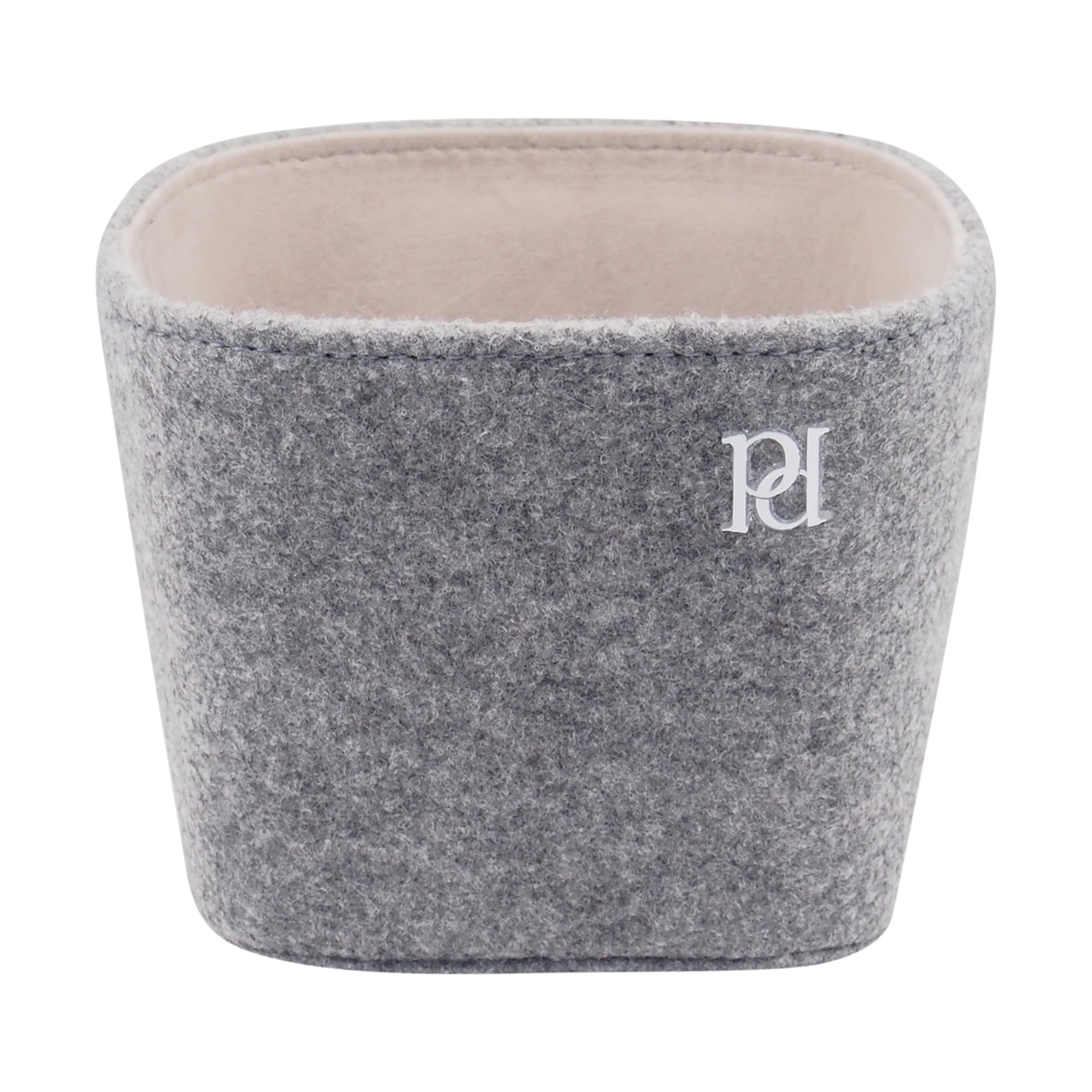 High-quality felt basket by perla pd design® made of fine felt (15x15x5 cm) Length 13 cm, width 13 cm, height 10 cm. Felt bowl, decorative bowl. dark grey