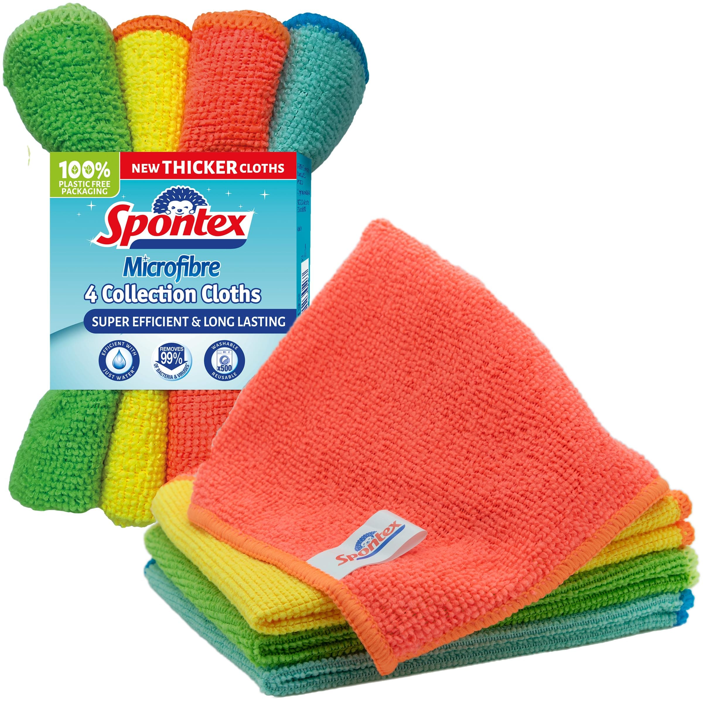 Microfibre Cloths for Cleaning | 4 Microfibre Collection Cleaning Cloths | For Use as Dusters, Dish Cloths & Kitchen Towels | 30 x 30cm | Assorted Colours | 4 Count