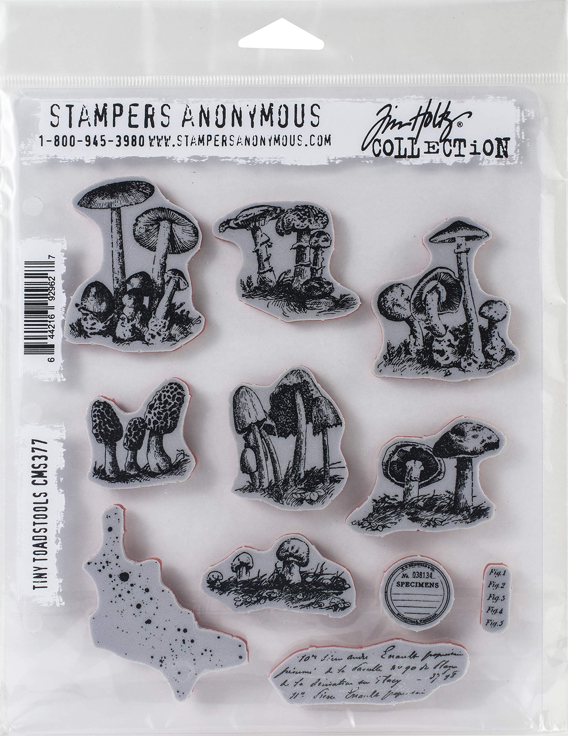 Tim Holtz - Stampers Anon Cling RBBR Stamp Set, Tiny Toadstools, One Size