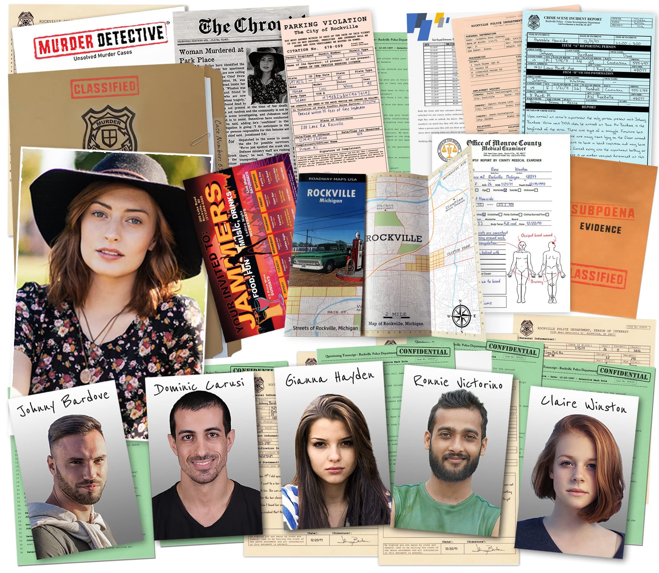 Detective Unsolved Murder Mystery Game - Murder @ Park Place - Cold Case Files Game