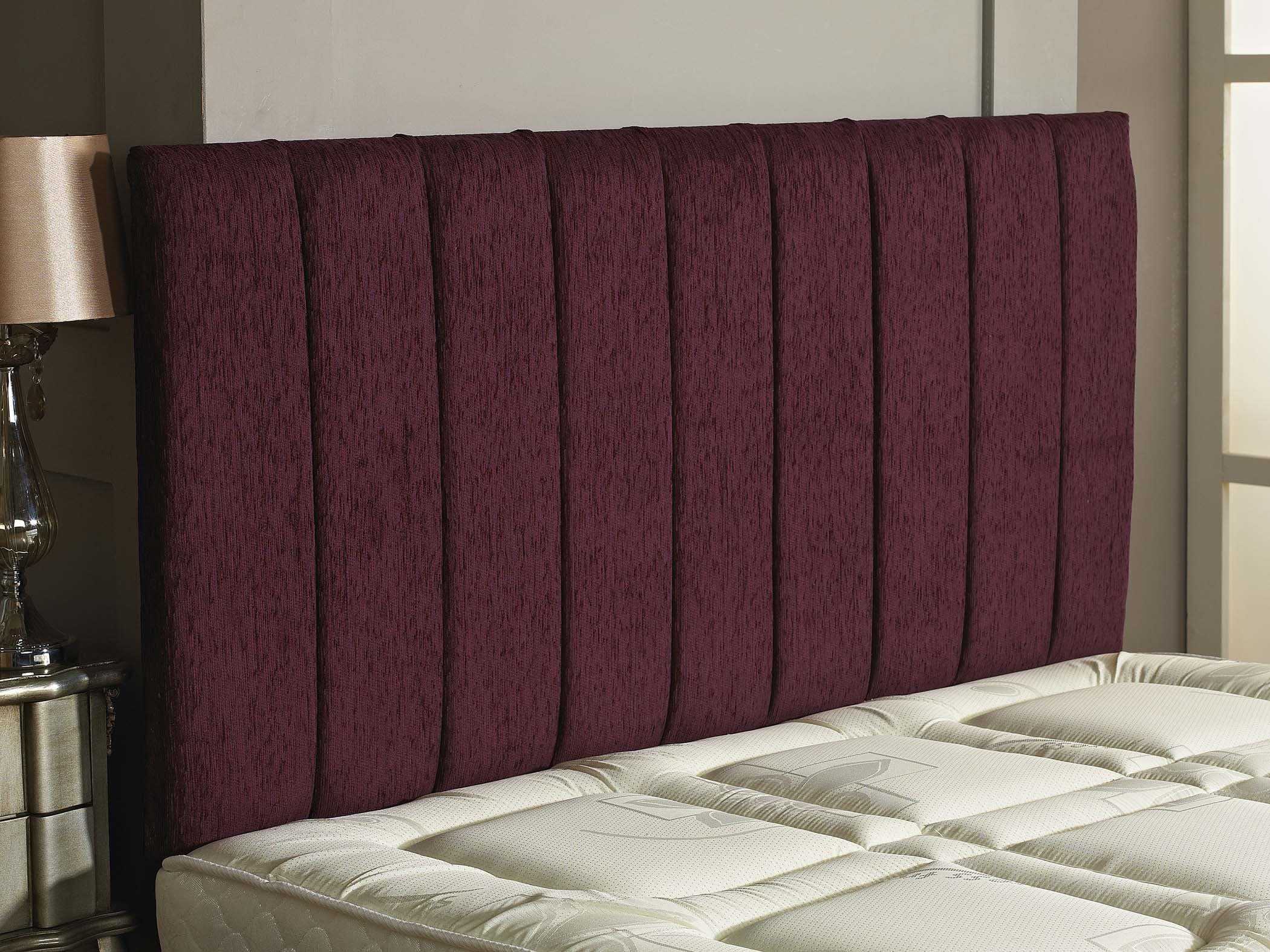 CROWNBEDSUK APOLLO CHENILLE HEADBOARD 2ft6,3ft,4ft,4ft6,5ft,6ft Aubergine, 4ft6 (Double)