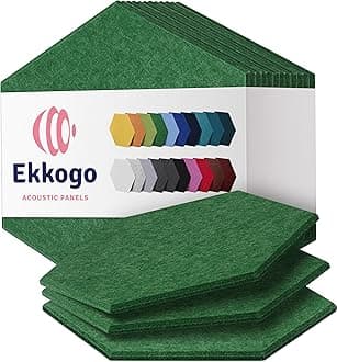 Ekkogo Acoustic Panels 12-Pack Soundproof Wall Panels 12''X10''X0.4'' Sound Panels High Density Sound Dampening Panels - [Dark Green Hexagon]