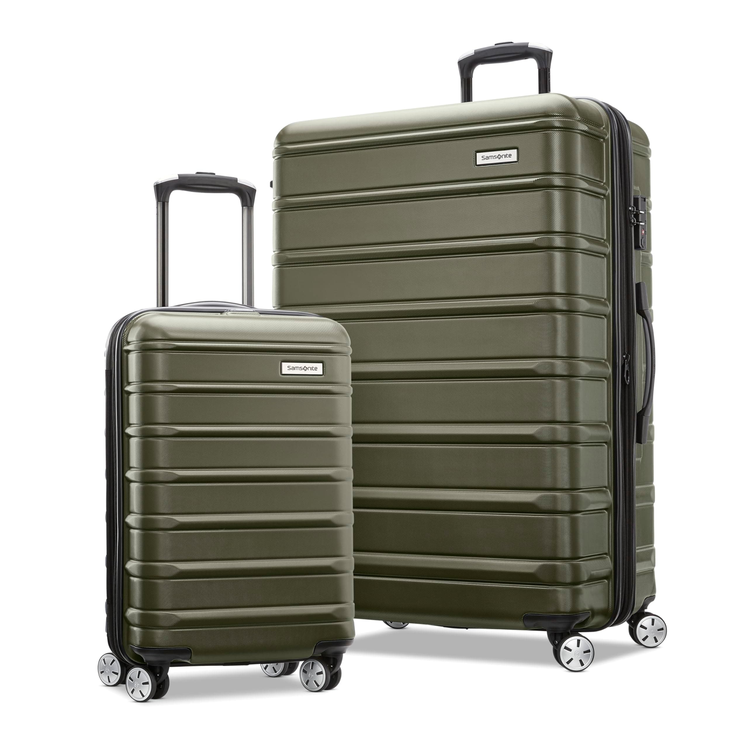Omni 2 Hardside 2 Piece Set - Includes Global Carry-On & Large Checked Suitcases - 360° Dual Spinner Wheels - Integrated TSA Lock & Expansion - Amazon Exclusive - Vita Olive