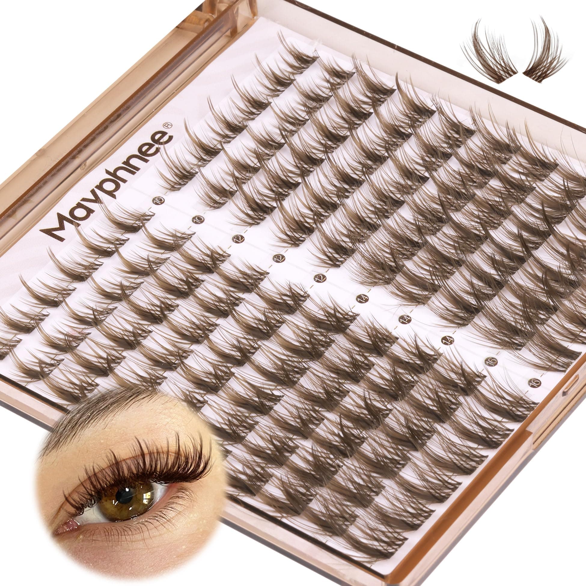 Brown Lash Clusters Wispy Eyelash Extensions Dark Brown Lash Extensions 10-16MM DIY at Home CC-Curly Eyelash Clusters Natural Spiky Lash Individuals 120 Pcs Cluster Lash Pack by Mavphnee
