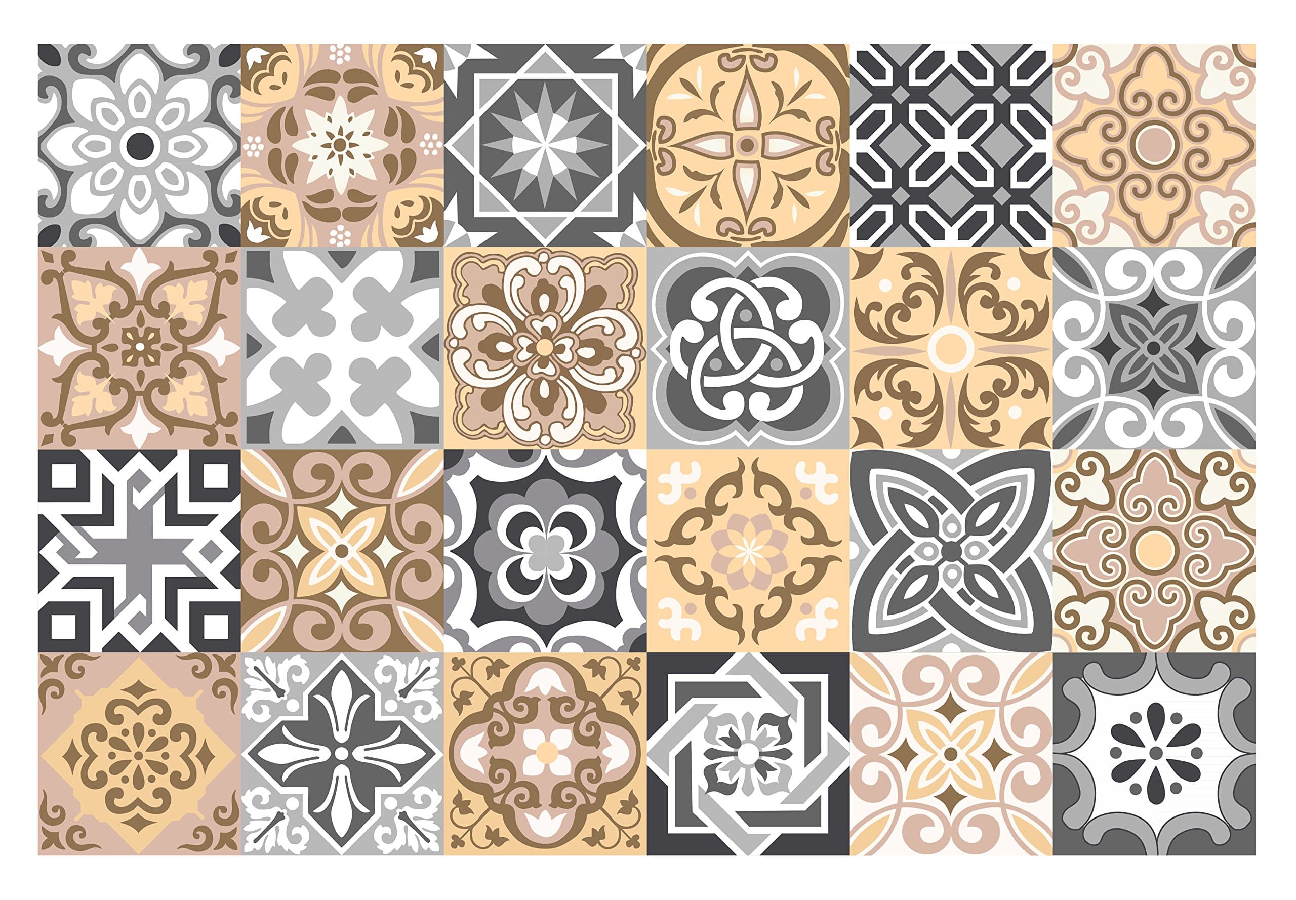 GSS Designs 24 PC Pack Tile Stickers Bathroom & Kitchen Tile Decals Stairs/Backsplash/Wall Stickers 4x4 Inch -10x10cm (TS24-006)