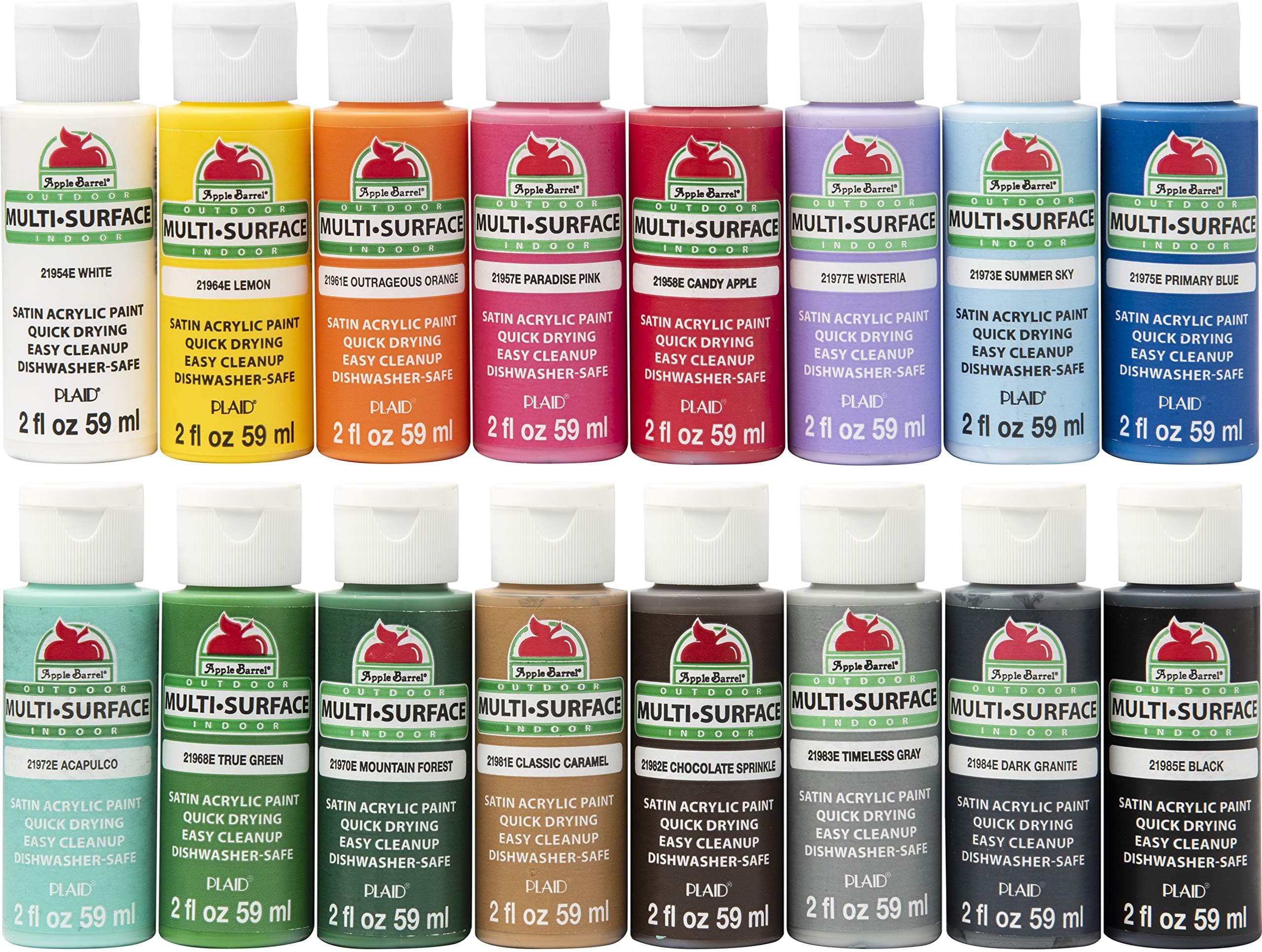 Apple Barrel Multi-Surface Paint Set, 16 Piece (2-Ounce)
