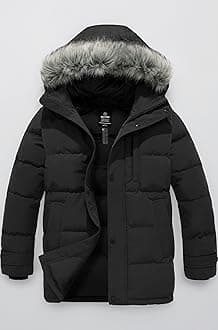 Wantdo Men's Down Jacket Winter Thicken Coat Warm Puffer Jacket Snow Coat with Fur Hood